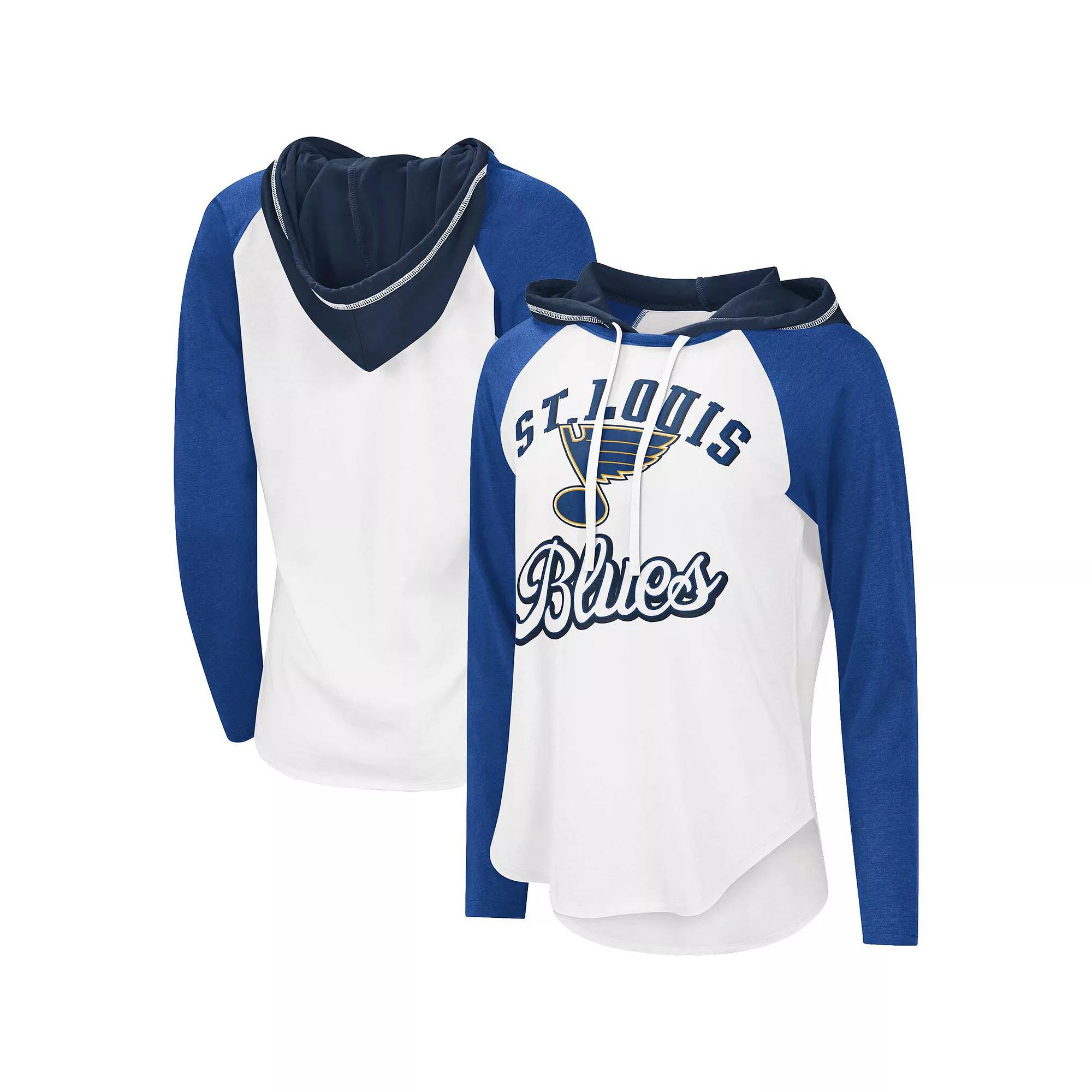 Women's Starter White/Blue St. Louis Blues MVP Raglan Hoodie T-Shirt, Size: Small Product Image