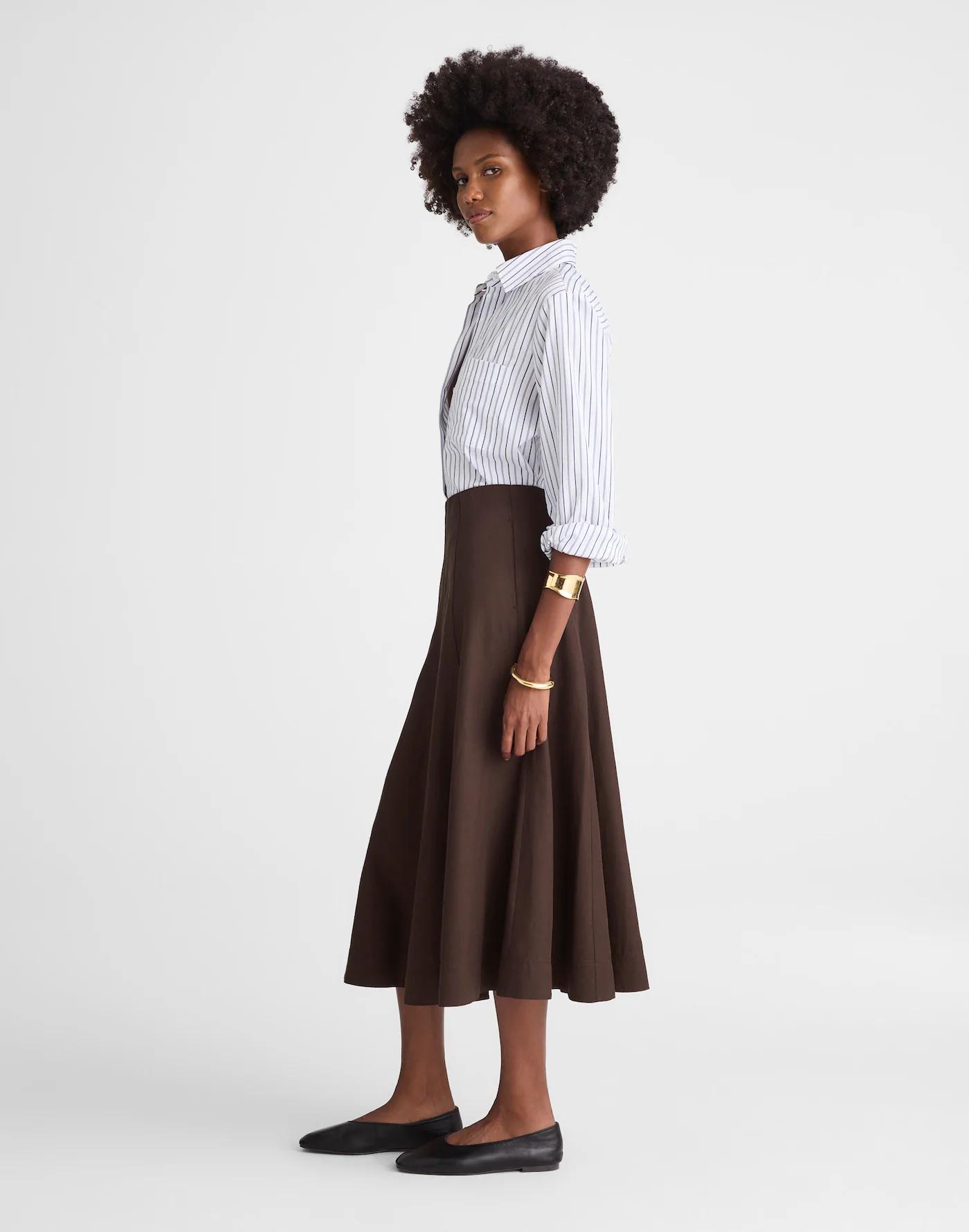 Paneled Midi Skirt in Cotton-Blend Twill Product Image