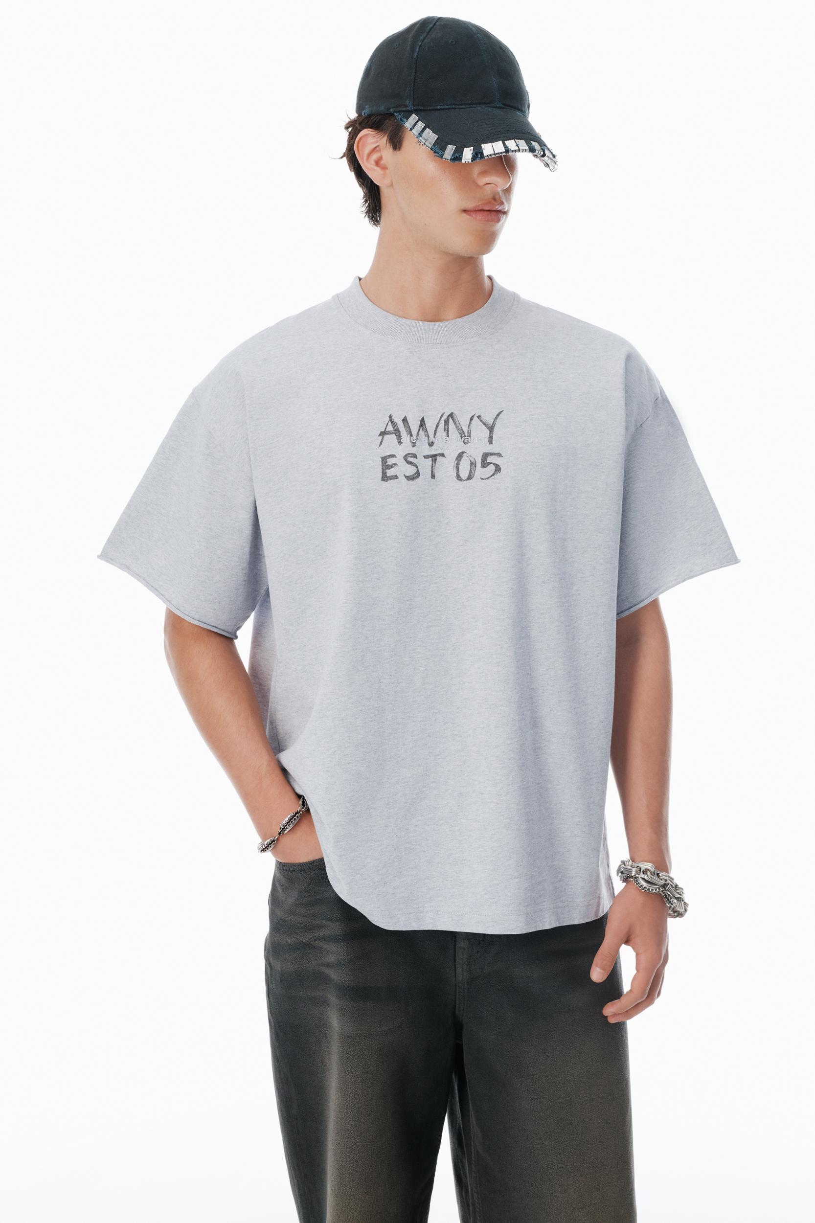 Light Grey Cotton Boxy Logo T-shirt  Product Image