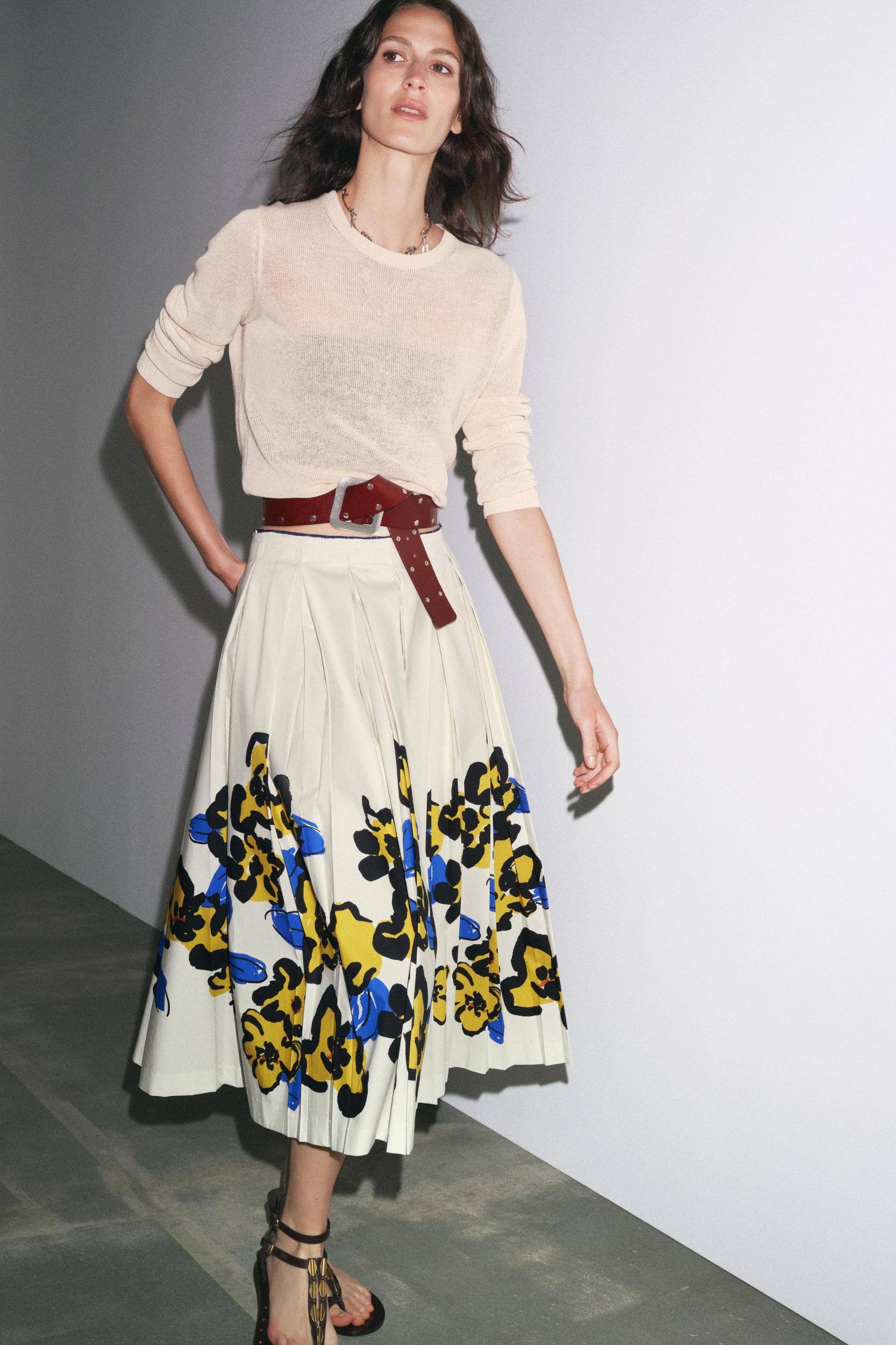 ZW COLLECTION PRINTED PLEATED SKIRT Product Image