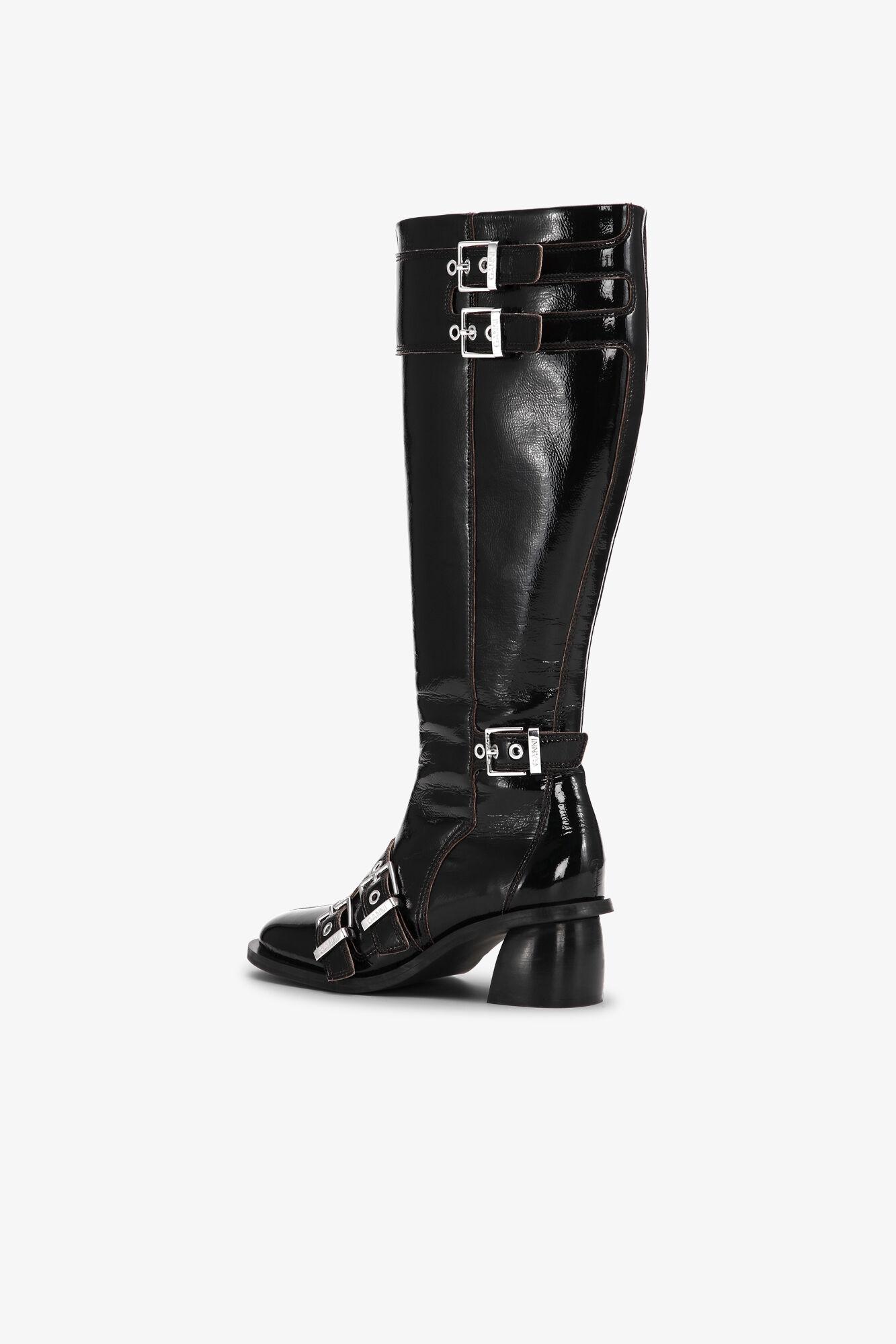 Black Feminine Buckle High Boots Product Image