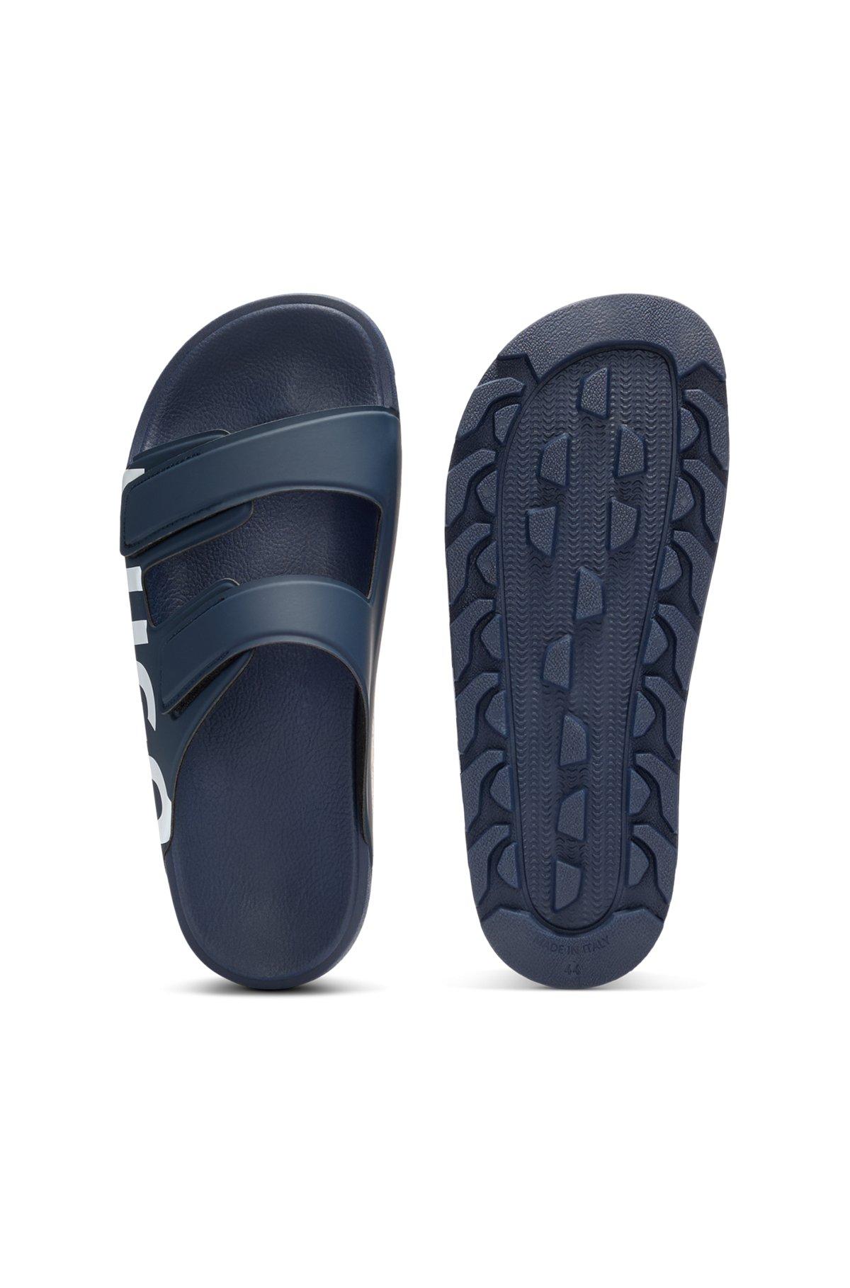 HUGO - Logo sandals with double touch-closure straps - Dark Blue Product Image