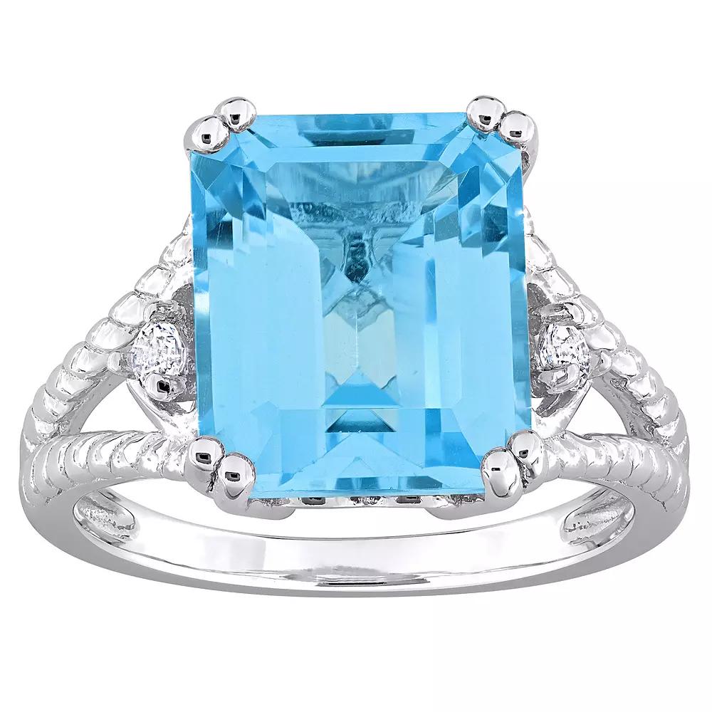 Stella Grace Sterling Silver Sky Blue Topaz & White Topaz Cocktail Ring, Women's,  Product Image