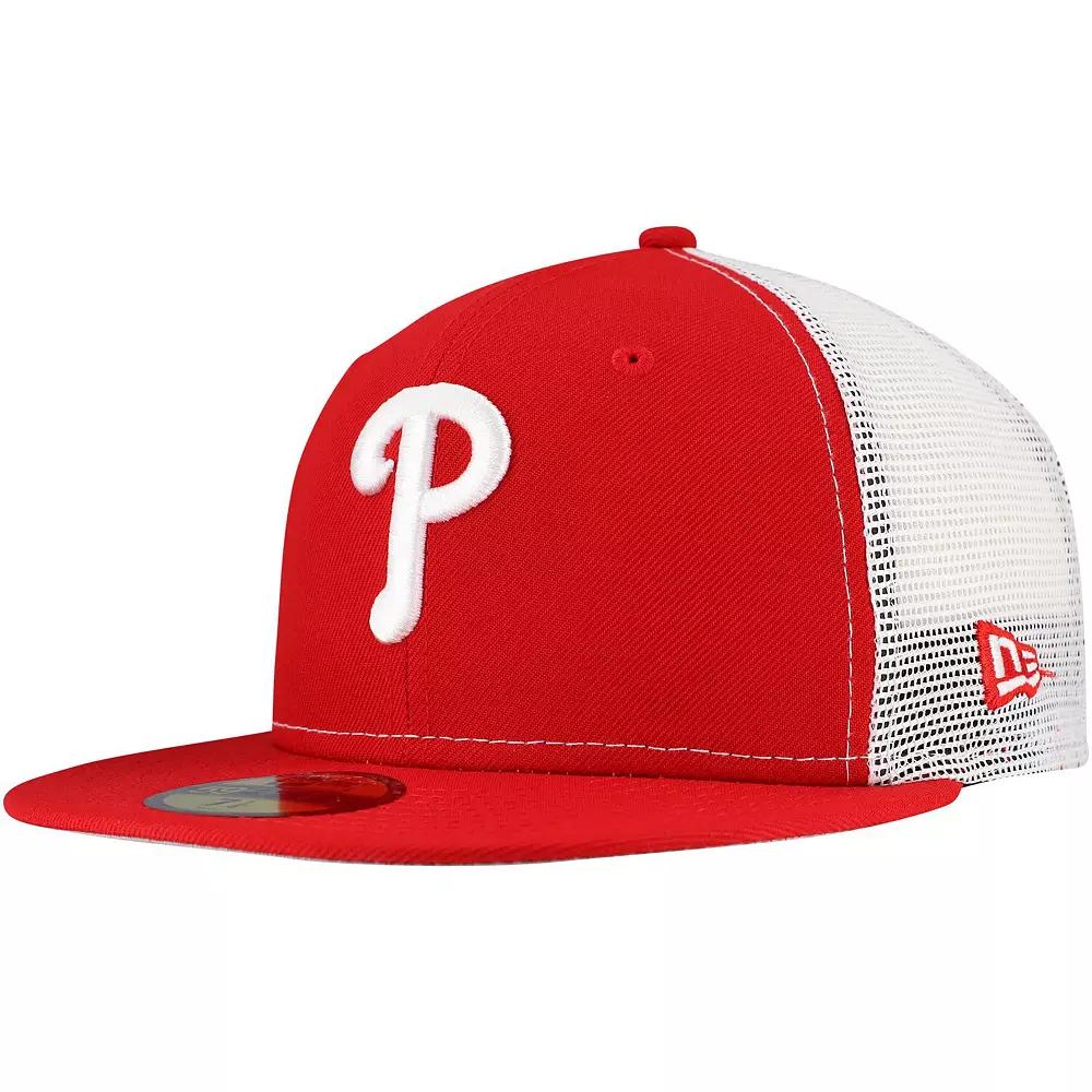 Men's New Era Red Philadelphia Phillies Team Color 59FIFTY Trucker Fitted Hat, Size: 7 1/8 Product Image
