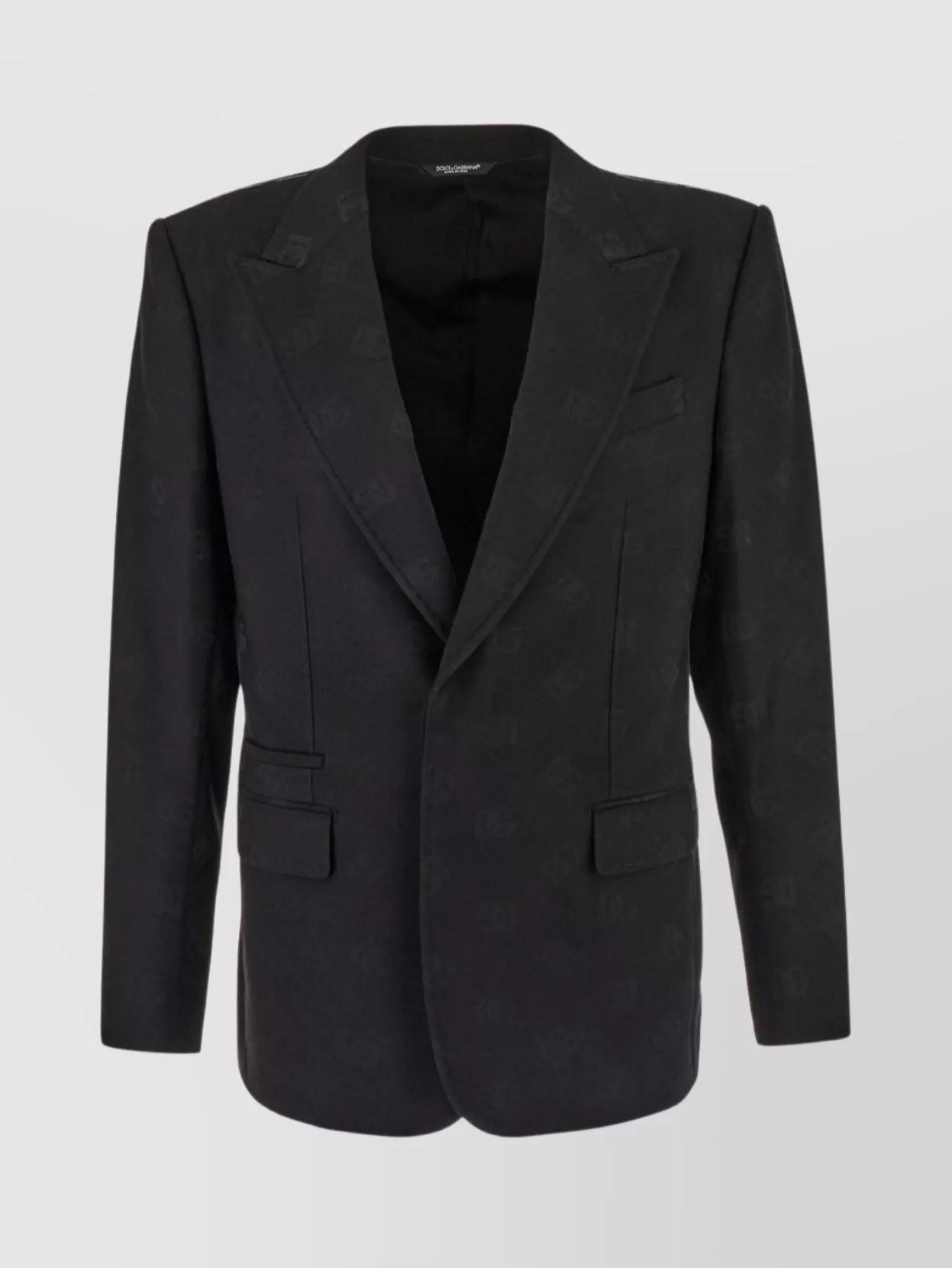 DOLCE & GABBANA Sicilia Stretch Wool Slim Fit Blazer With Peak Lapel In Black Product Image