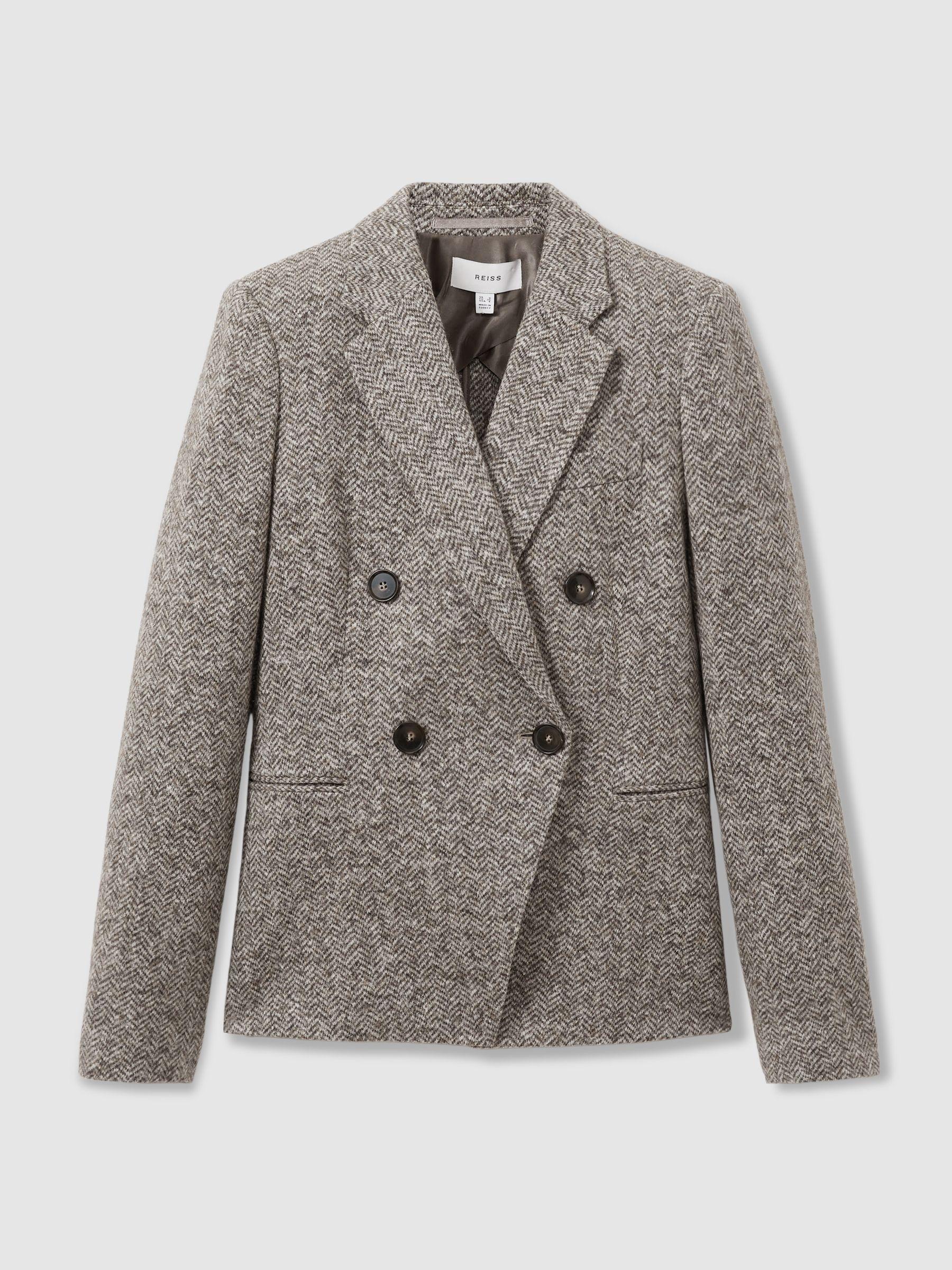 Wool and Cotton-Blend Tweed Suit Jacket in Grey Product Image