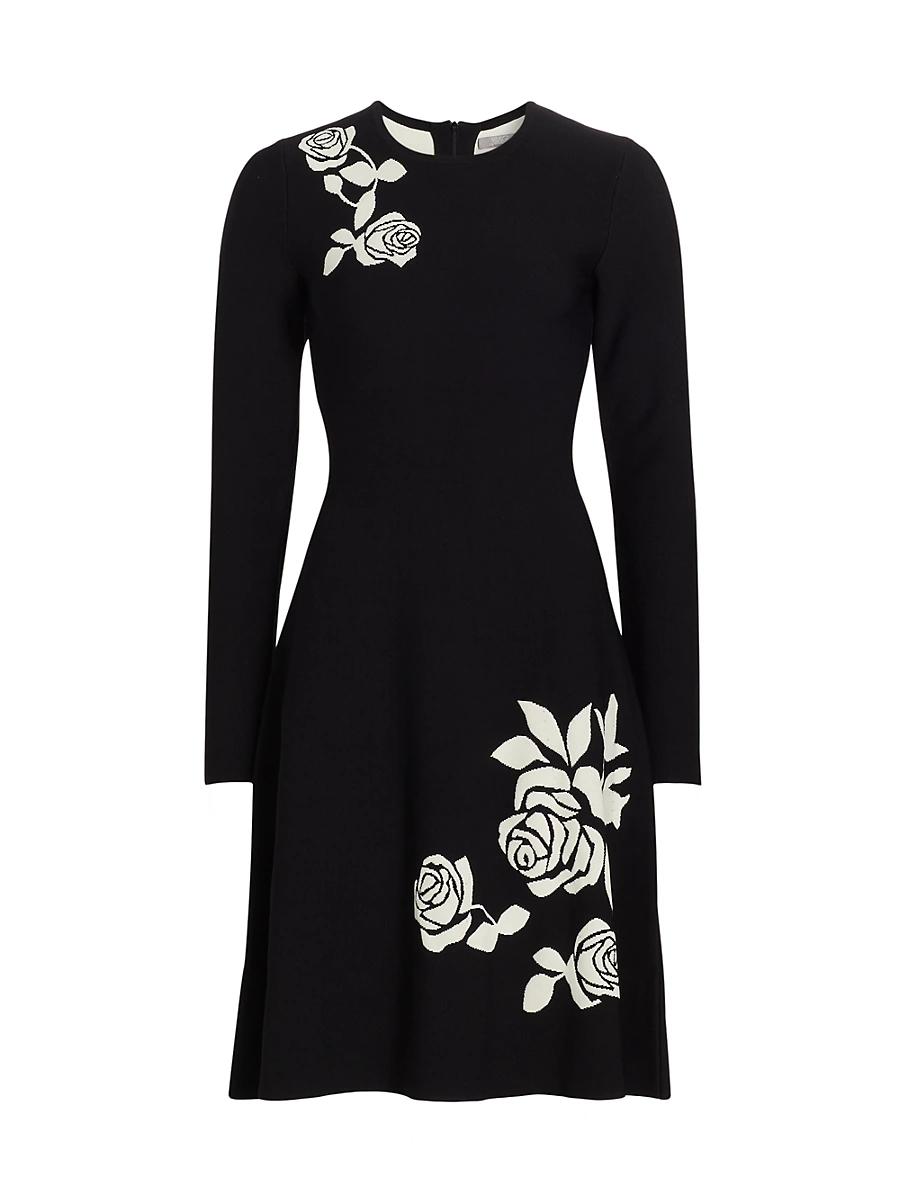 Womens Rose Jacquard Knee-Length Dress Product Image