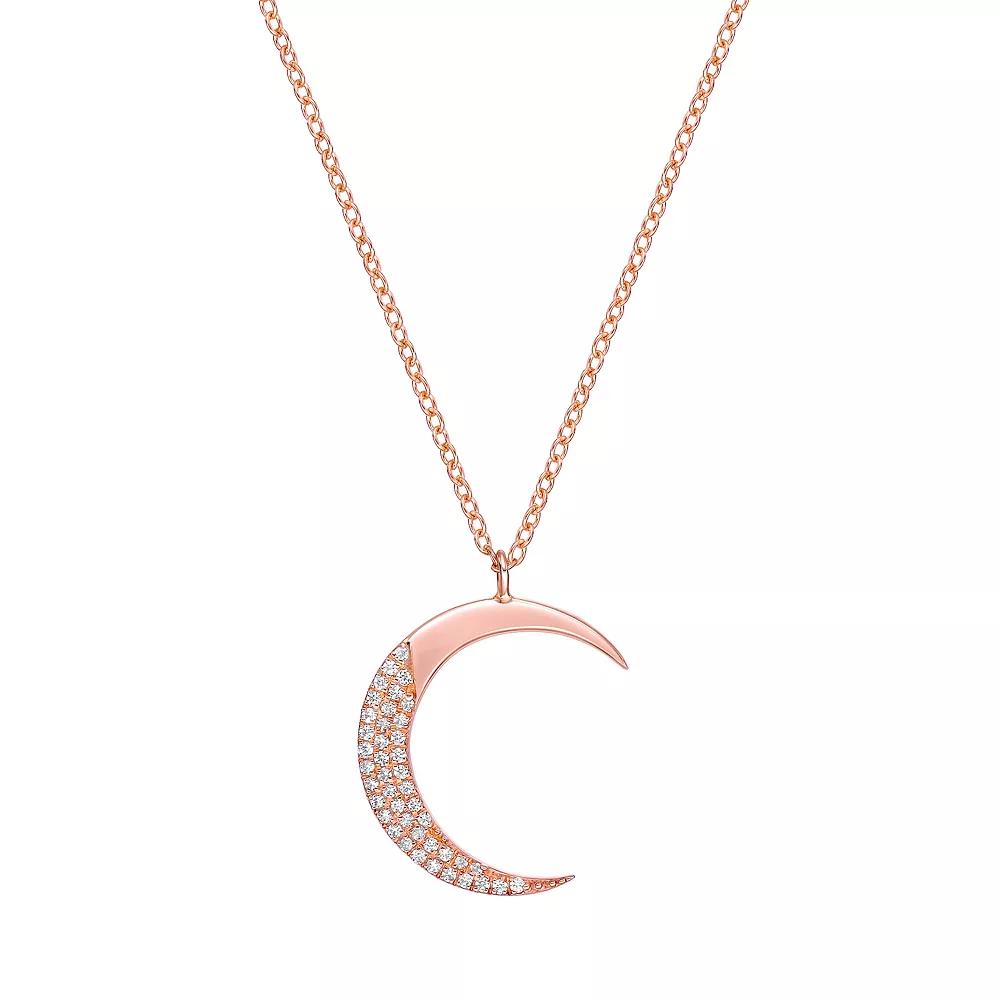 Gemminded Sterling Silver 1/6 Carat T.W. Diamond Crescent Pendant Necklace, Women's, Size: 18", Pink Tone Product Image