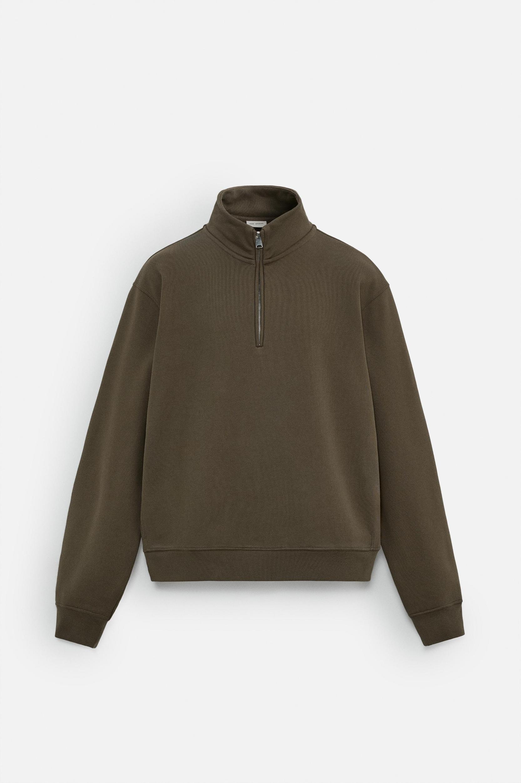 ZIPPERED COLLAR HEAVY WEIGHT SWEATSHIRT Product Image