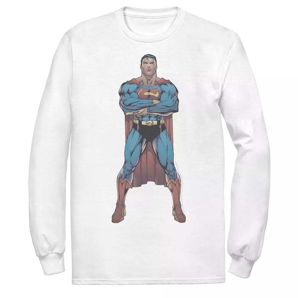 Men's DC Comics Superman Power Stance Comic Poster Sweatshirt, Size: Medium, White Product Image