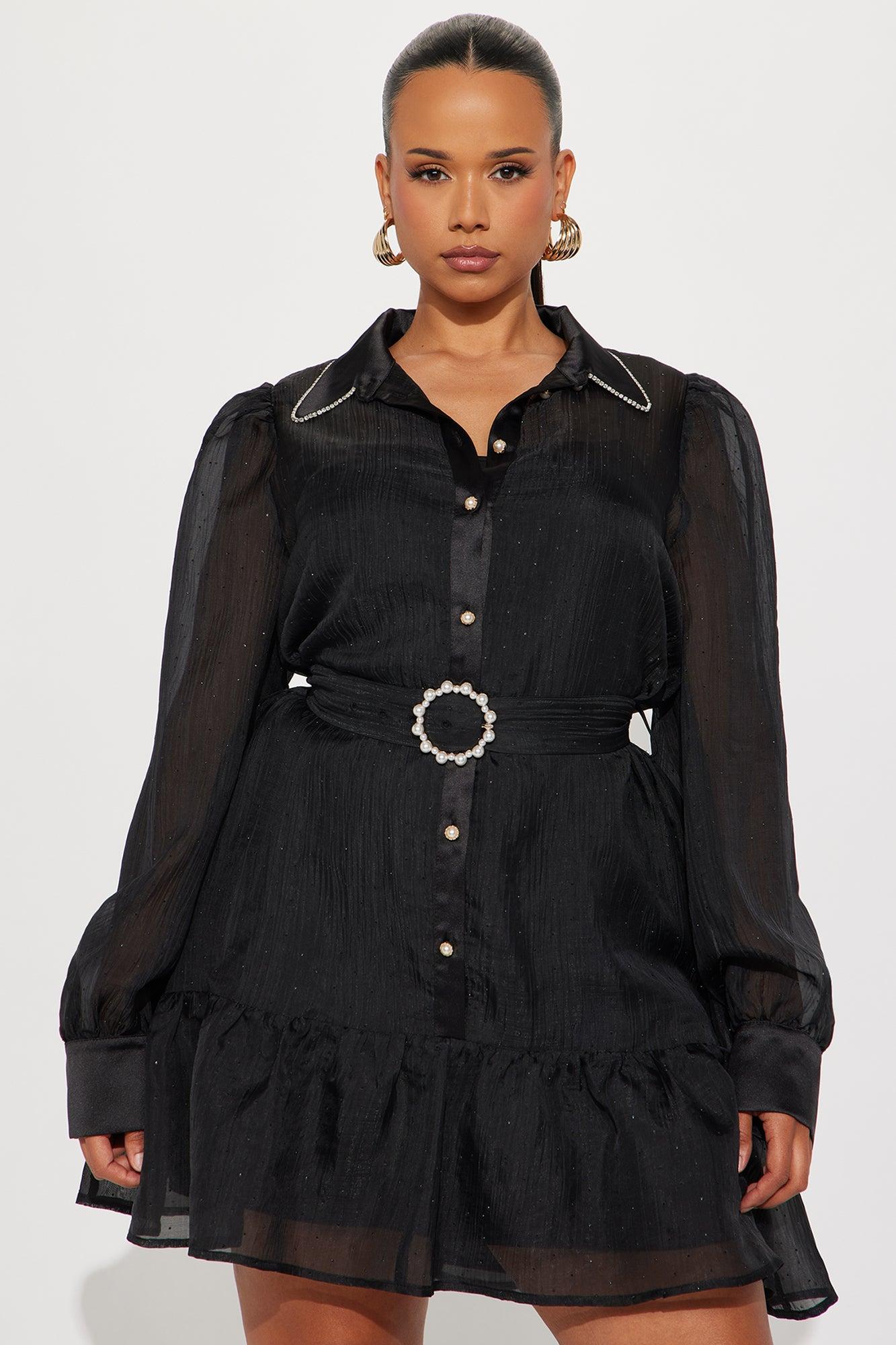 Hale Belted Mini Shirt Dress - Black Female Product Image