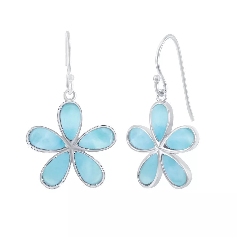 Nautica Rocks Sterling Silver Daisy Flower Larimar Earrings, Women's Product Image