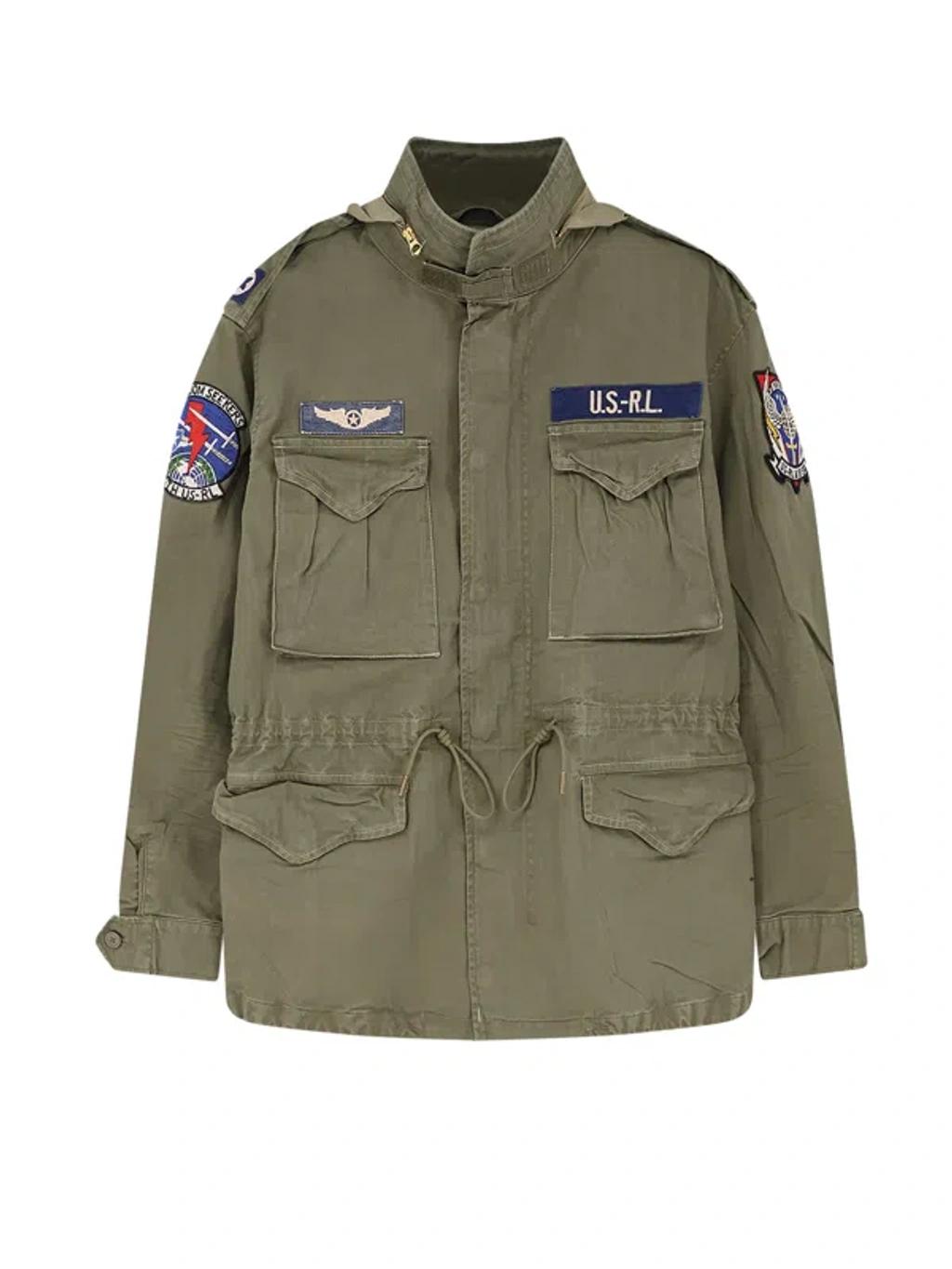 POLO RALPH LAUREN Cotton Denim Jacket With Front Logo Patch In Green Product Image