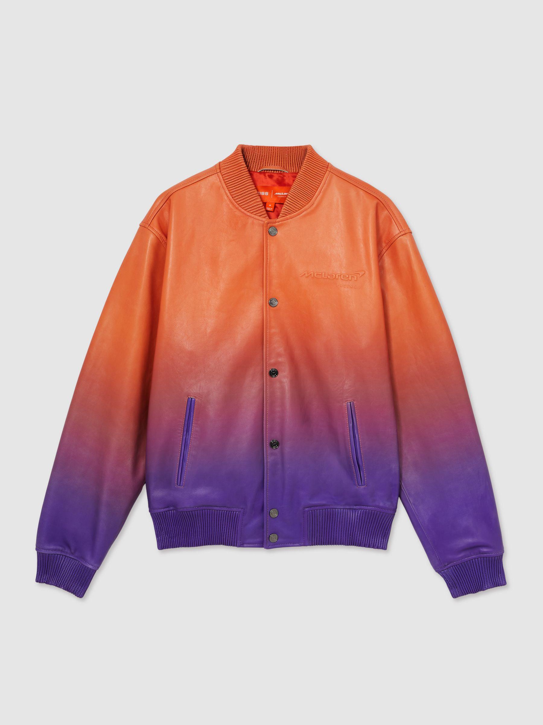 McLaren F1 Team Ombré Leather Jacket in Papaya Orange/Purple Product Image