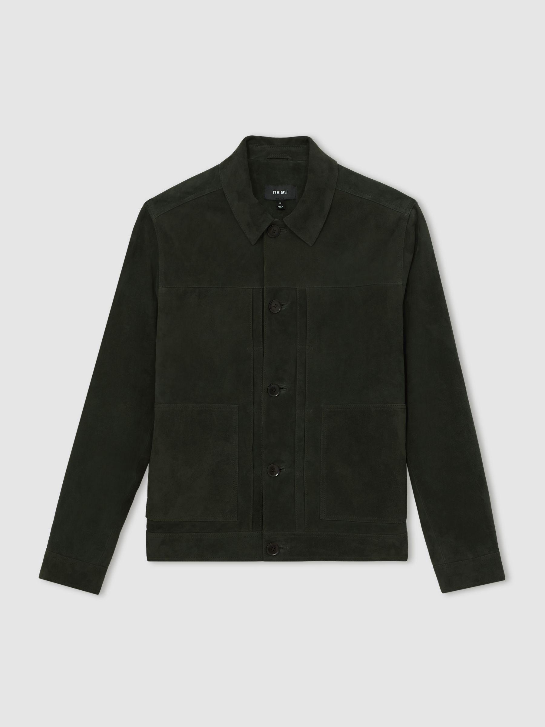 Suede Worker Jacket in Dark Green Product Image