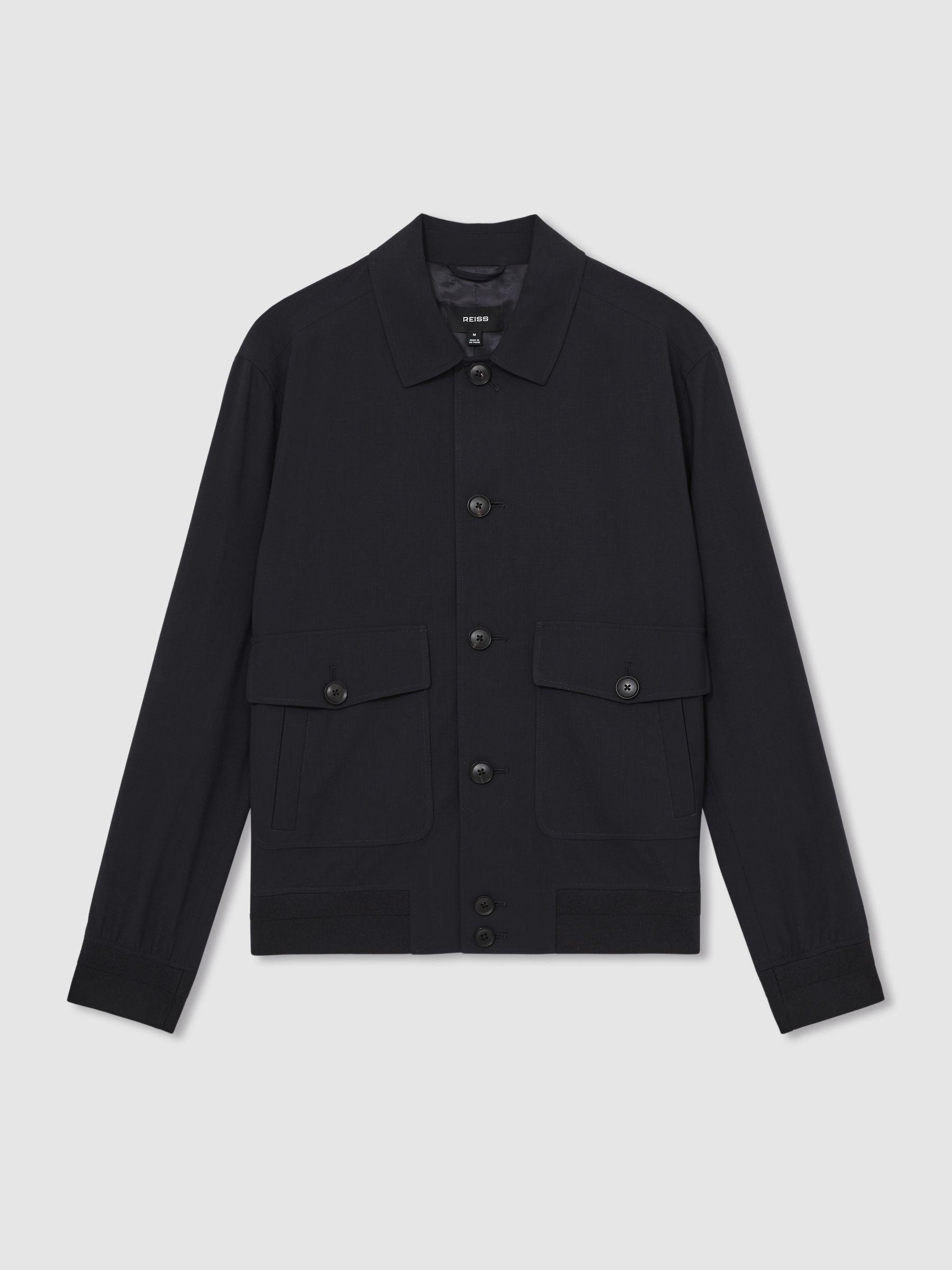 Textured Blouson Jacket in Navy Product Image