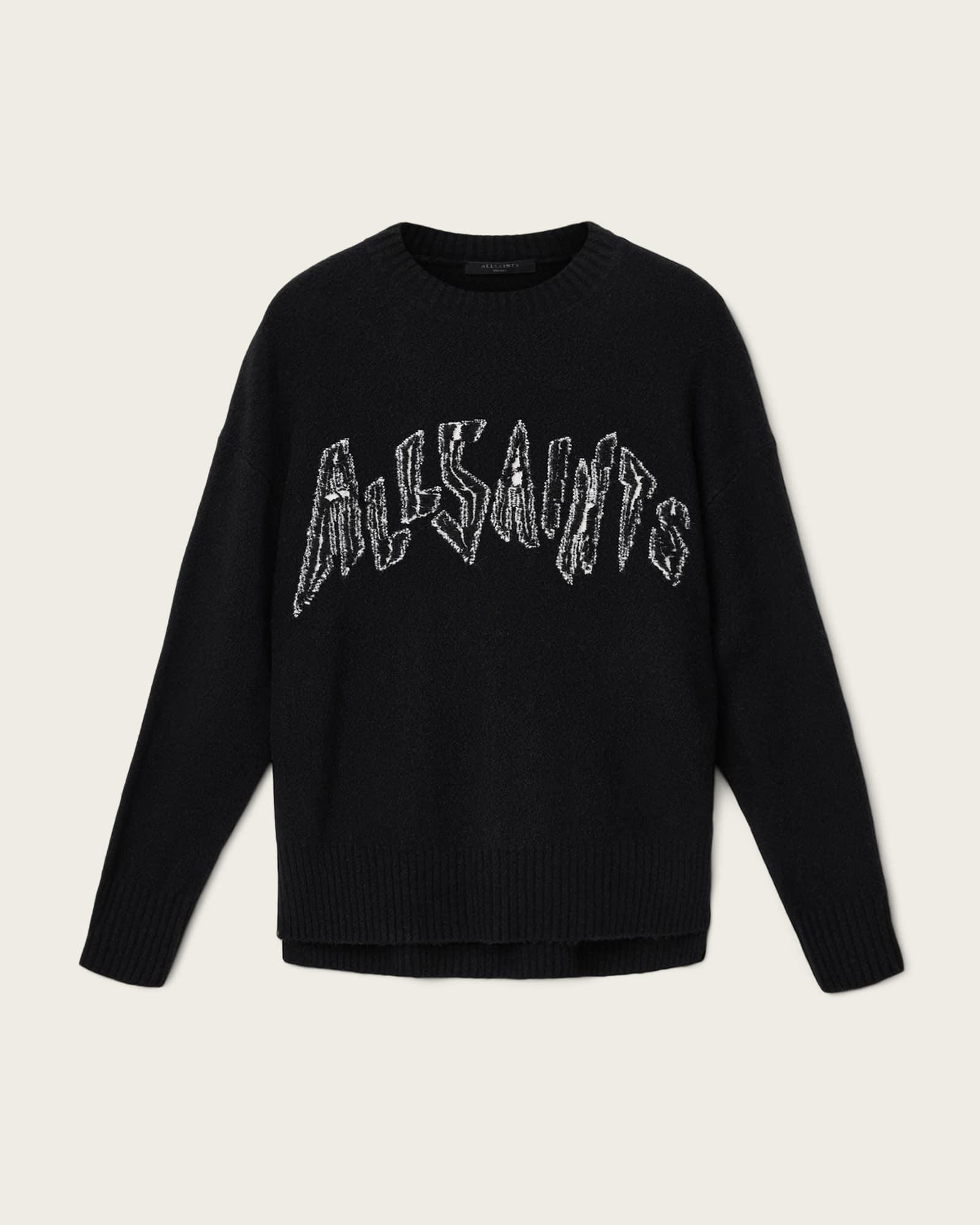 Zinc Jacquard Graphic Sweater BLACK/CHALK WHITE | ALLSAINTS US Product Image