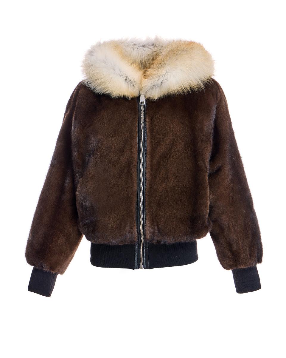 Reversible Mink Jacket with Fox Trimmed Hood Product Image