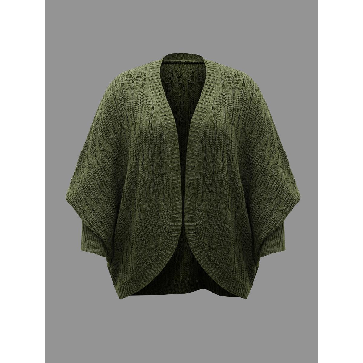 Plus Size Curved Open-Front Dolman Sleeve Knit Cardigan Moss Women Casual Loose Long Sleeve Everyday Cardigans BloomChic 14-16/1X Product Image
