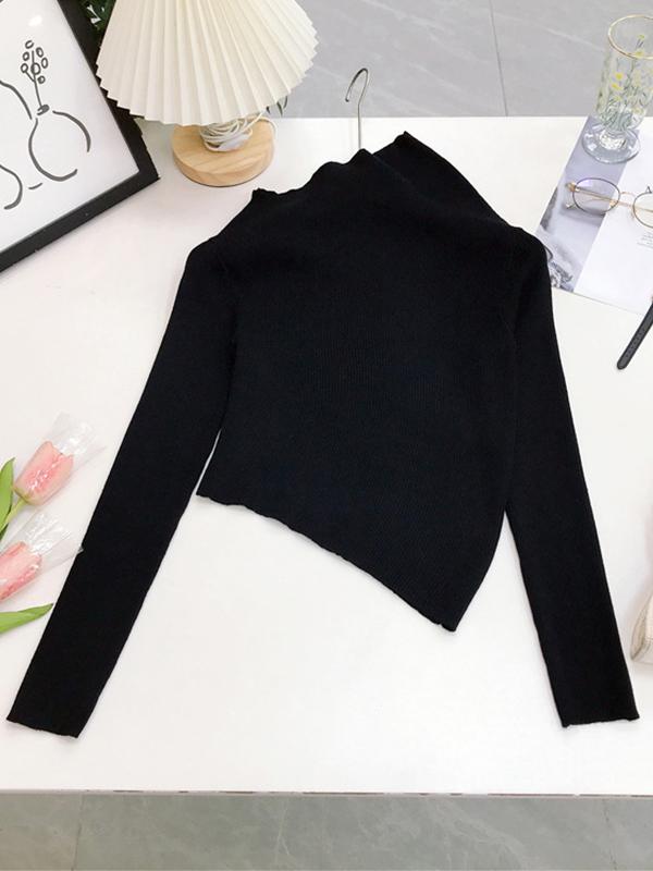 Solid Off Shoulder Long Sleeve Knit Product Image
