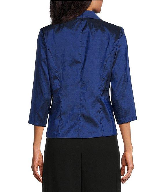 Alex Evenings 3/4 Sleeve Collared V-Neck Taffeta Blouse Product Image