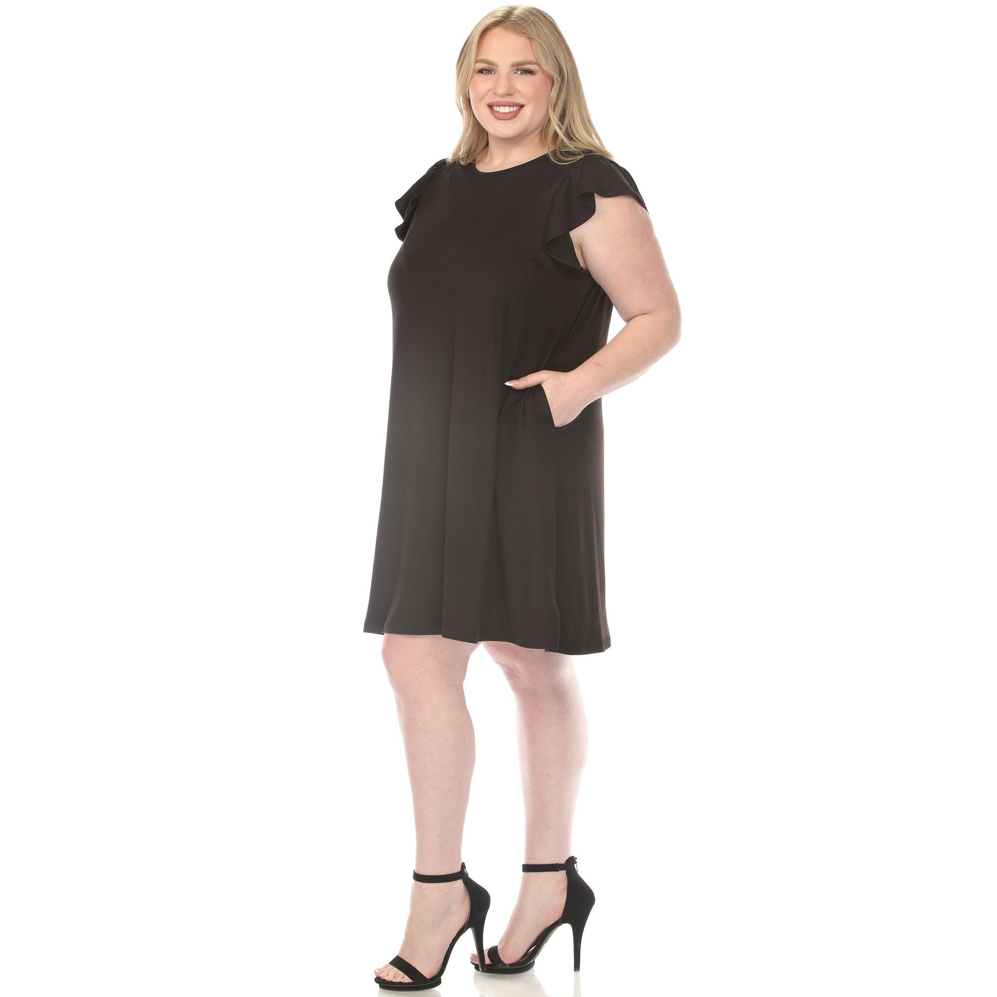 Women's  Crew Neck Ruffle Sleeve Dress Product Image
