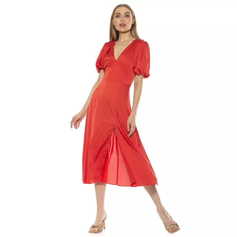 Women's ALEXIA ADMOR Puff-Sleeve Fit & Flare Dress,  Product Image