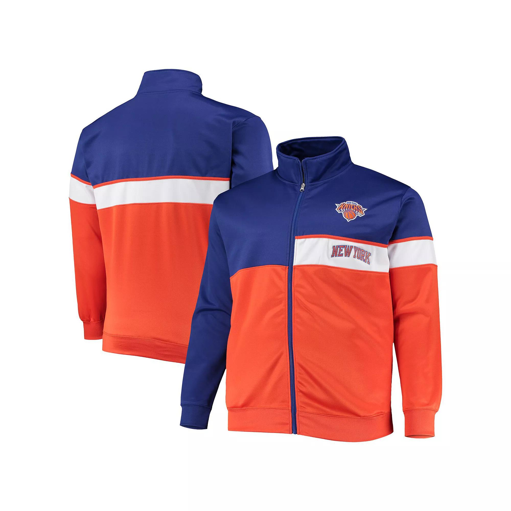 Men's Blue/Orange New York Knicks Big & Tall Pieced Body Full-Zip Track Jacket, Size: XLT Product Image