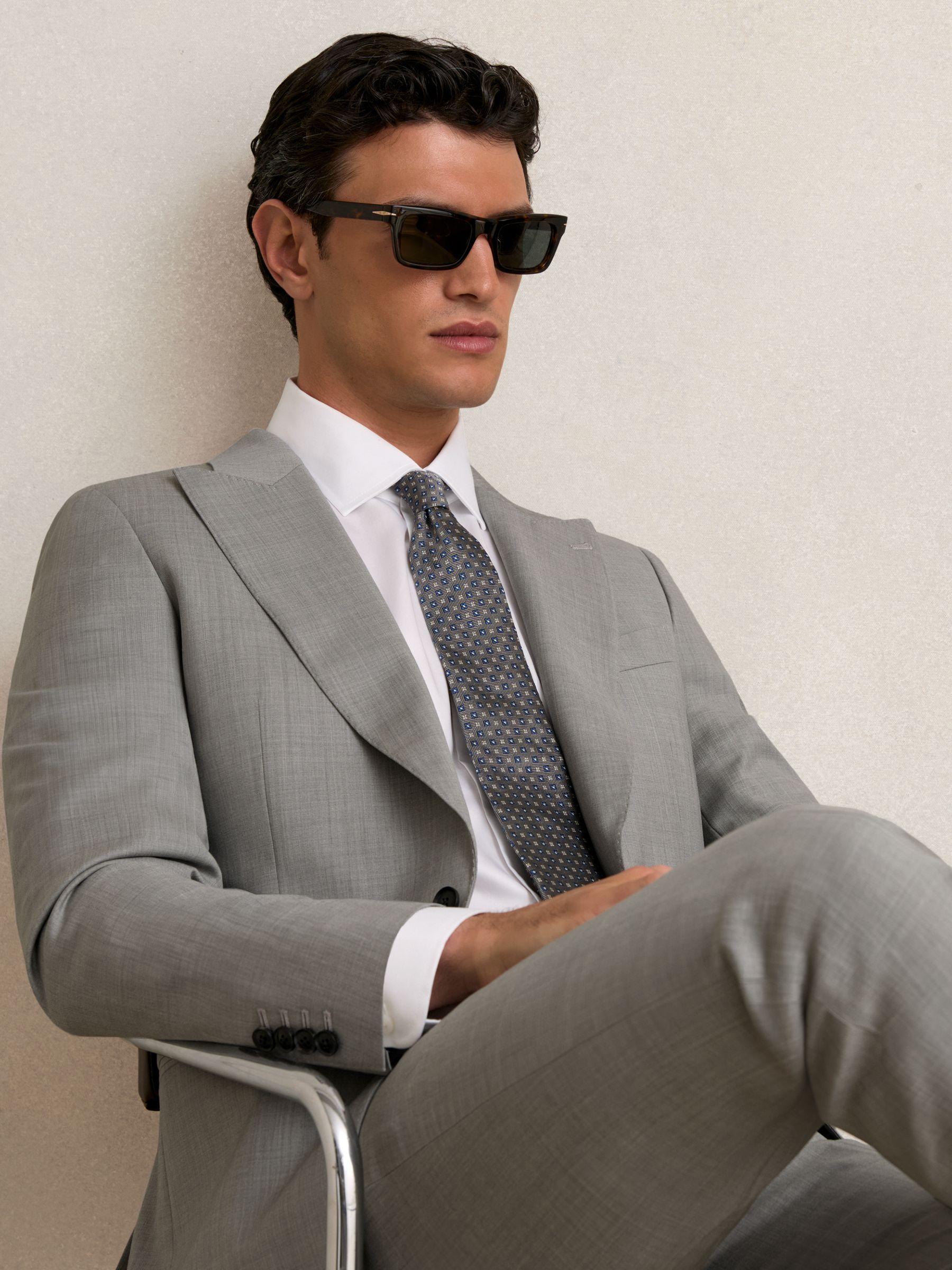 Slim-Fit Wool Single Breasted Suit Blazer in Mid Grey Product Image