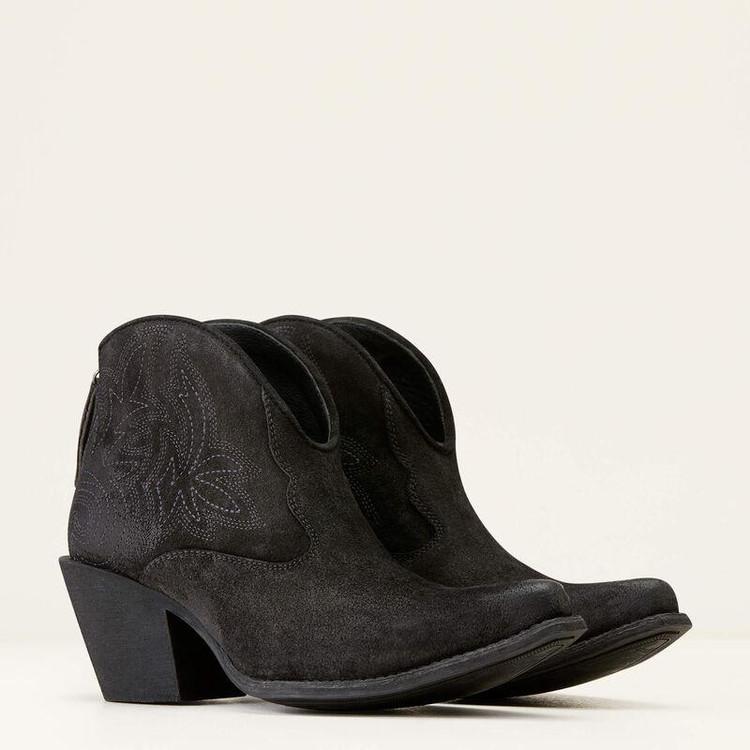 SALE Ariat® Ladies' Layla Distressed Black Suede Short Booties Product Image