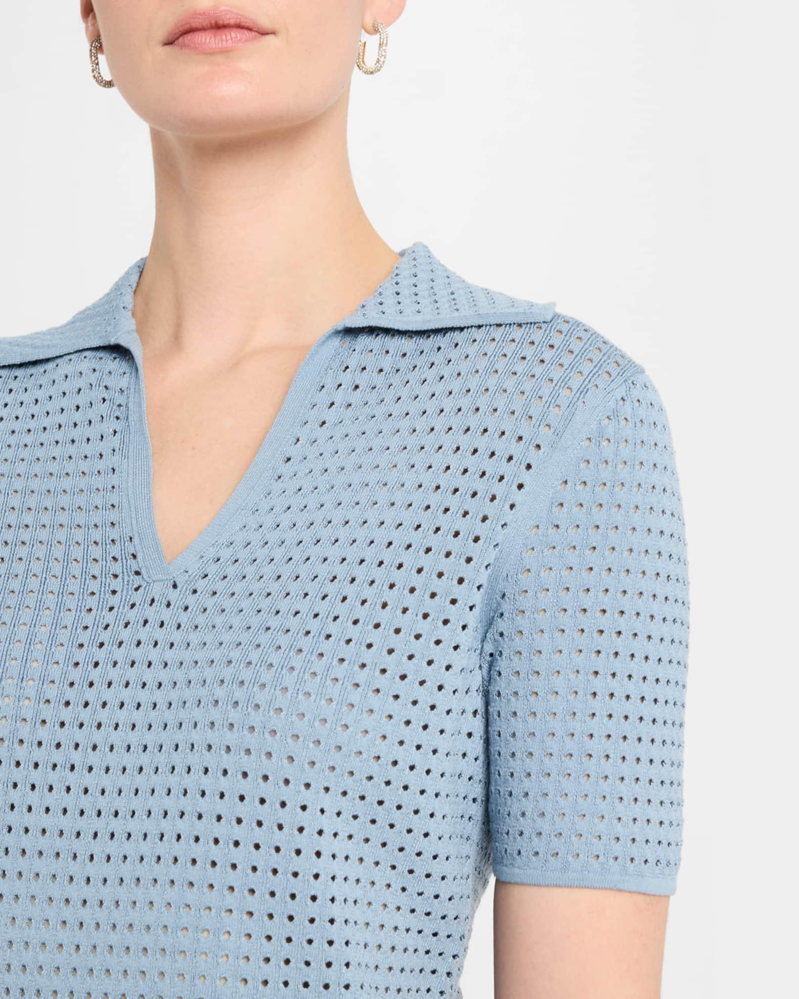 Pointelle Matte Crepe Polo Product Image