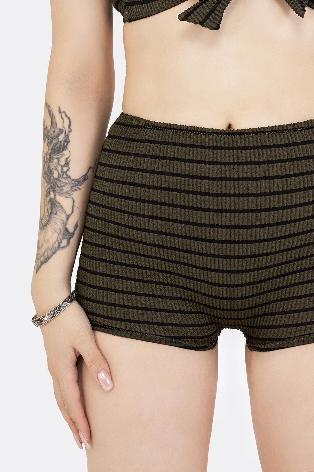 Mire Stripe High Waist Swim Shorts Product Image