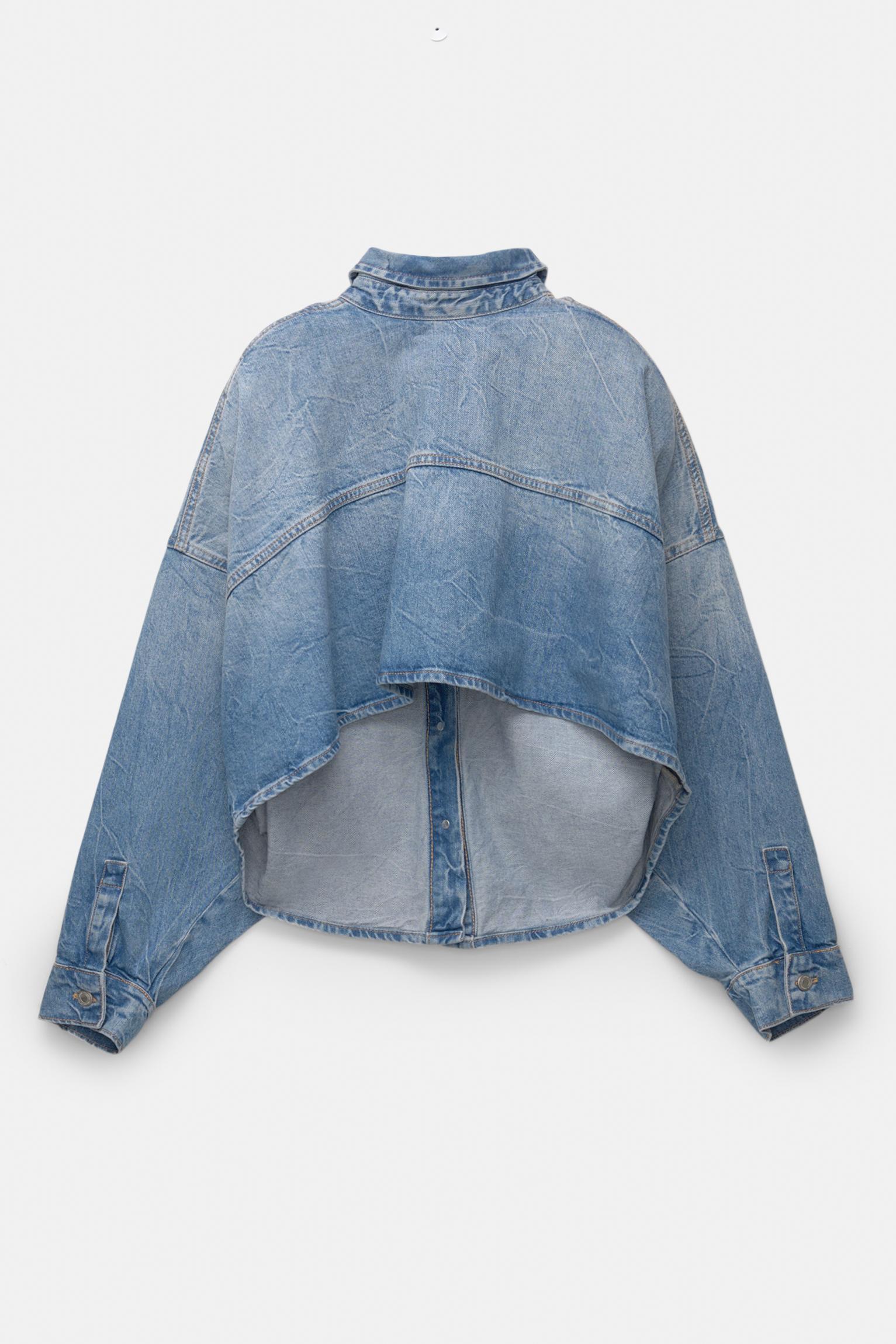 Cropped denim shirt with back Product Image