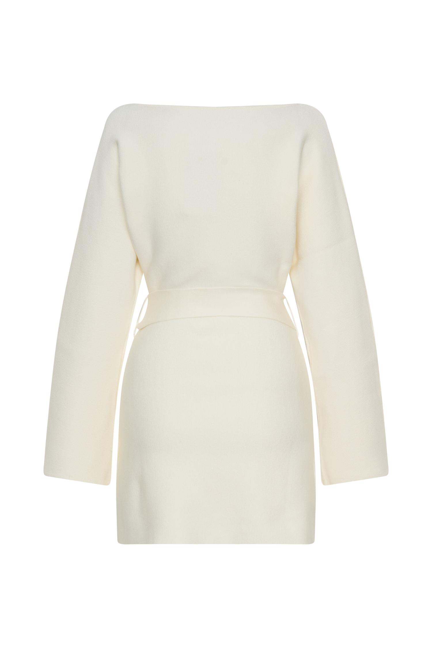 Kassie Belt Tie Knit Mini Dress - Ivory Product Image