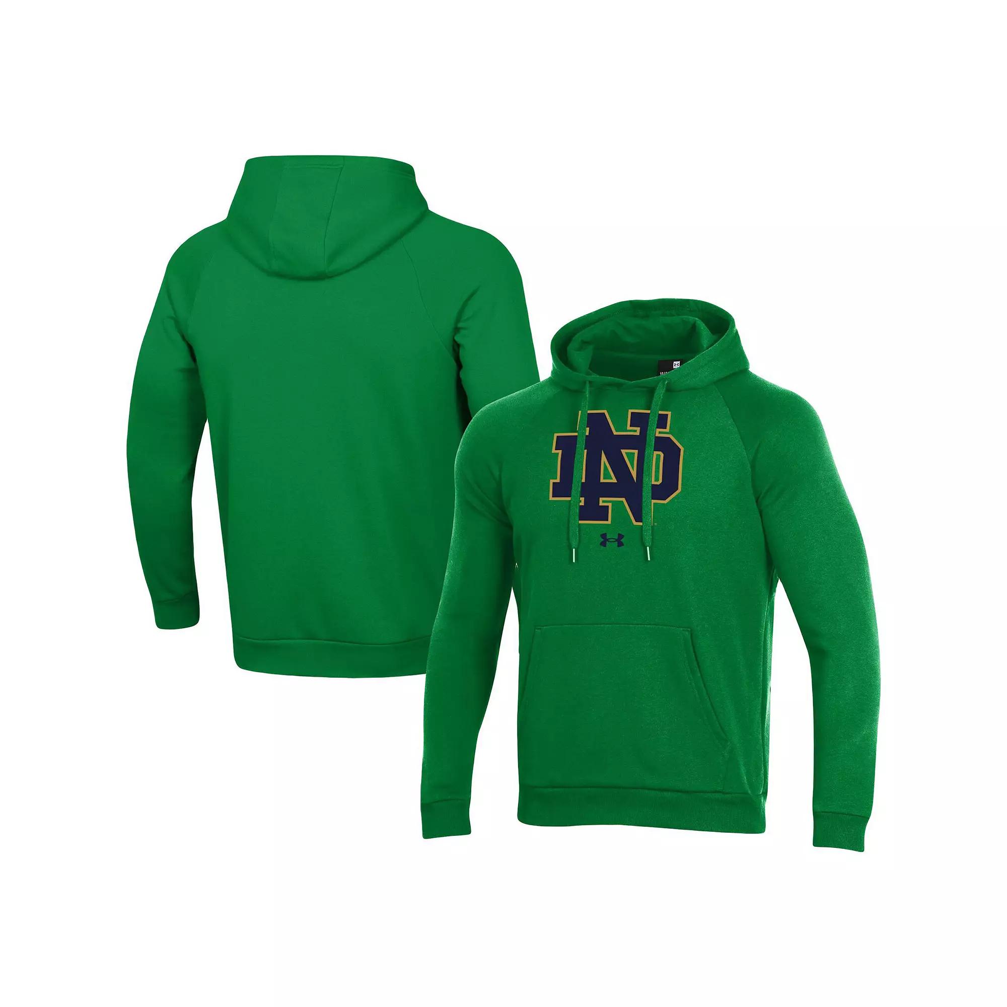 Men's Under Armour Green Notre Dame Fighting Irish Primary School Logo All Day Raglan Pullover Hoodie,  Product Image