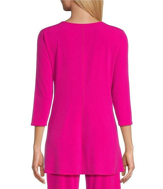 Eva Varro Five Beams Crew Keyhole Neck 3/4 Sleeve Knit Tunic Product Image