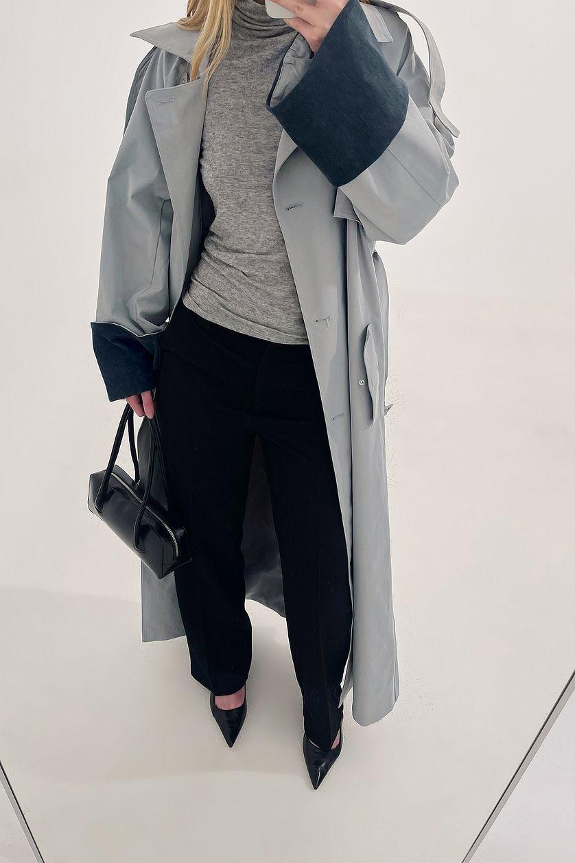 Straight Mid Waist Twill Suit Pants Product Image