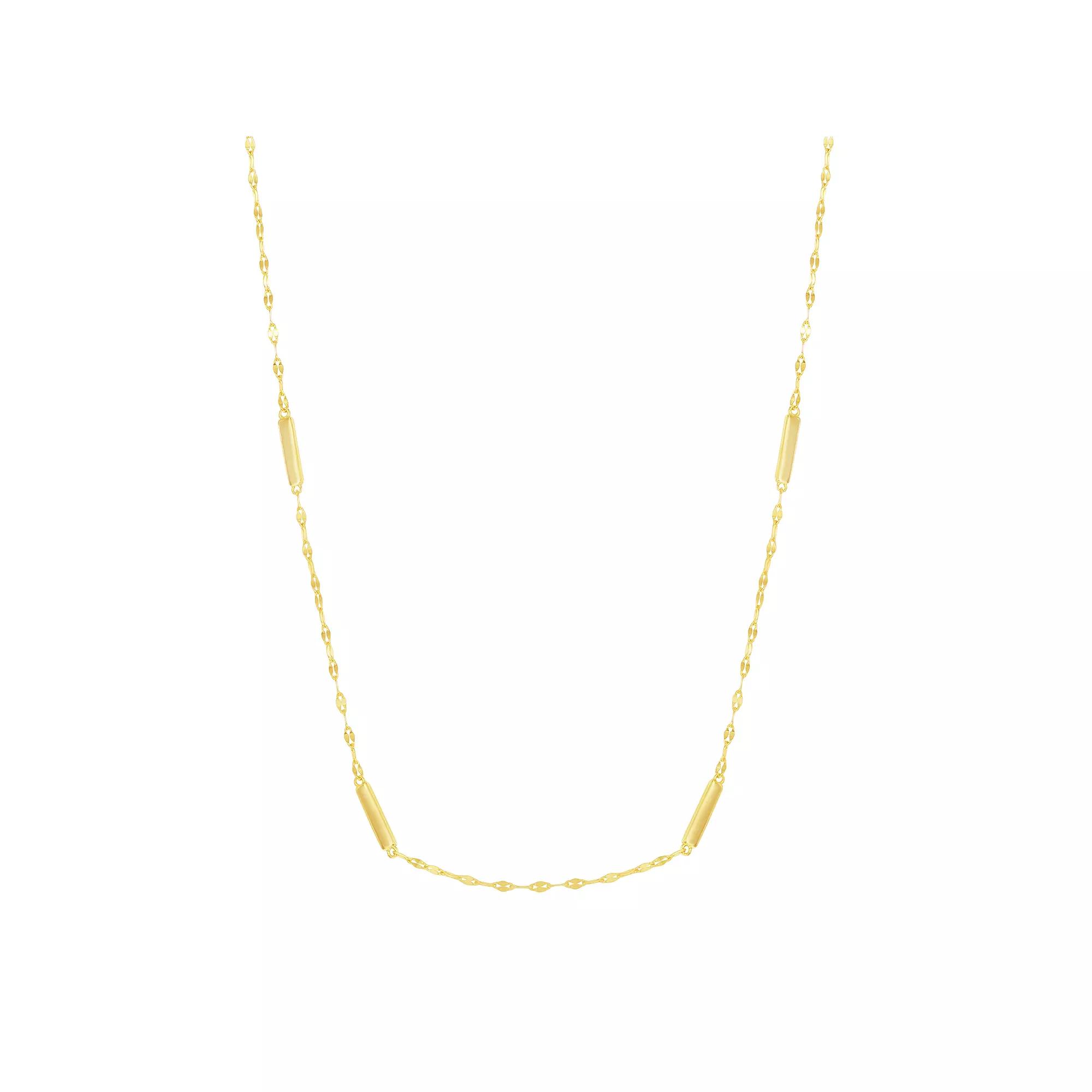 Sterling Silver Bars Twist Chain Necklace, Women's, Size: 16-18" ADJ, 14k Gold Plated Product Image
