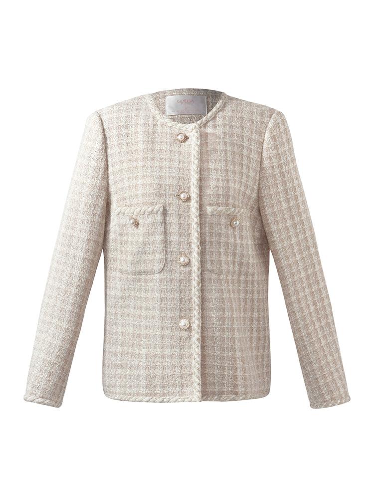Wool Blend Tweed Single-Breasted Women Jacket Product Image