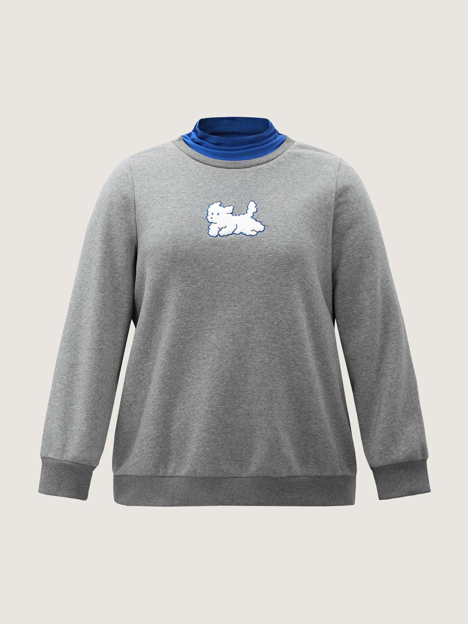 2-In-1 Puppy Embroidered Turtleneck Sweatshirt Female Product Image