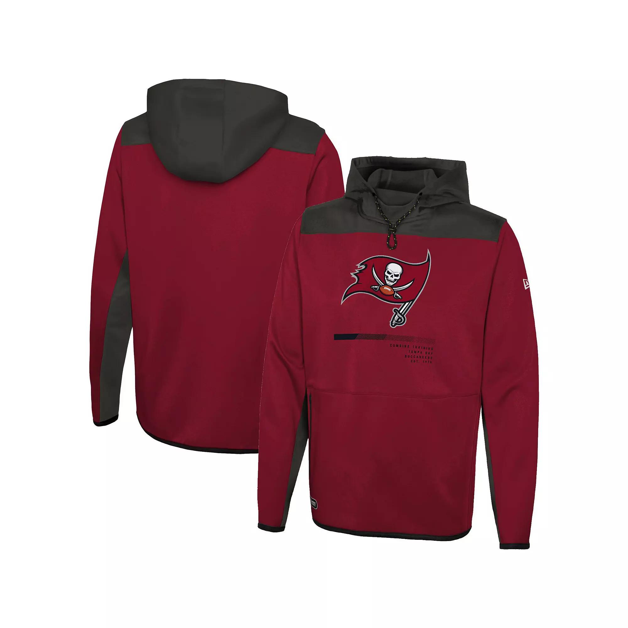 Men's New Era Red Tampa Bay Buccaneers Combine Authentic Hard Hitter Pullover Hoodie,  Product Image