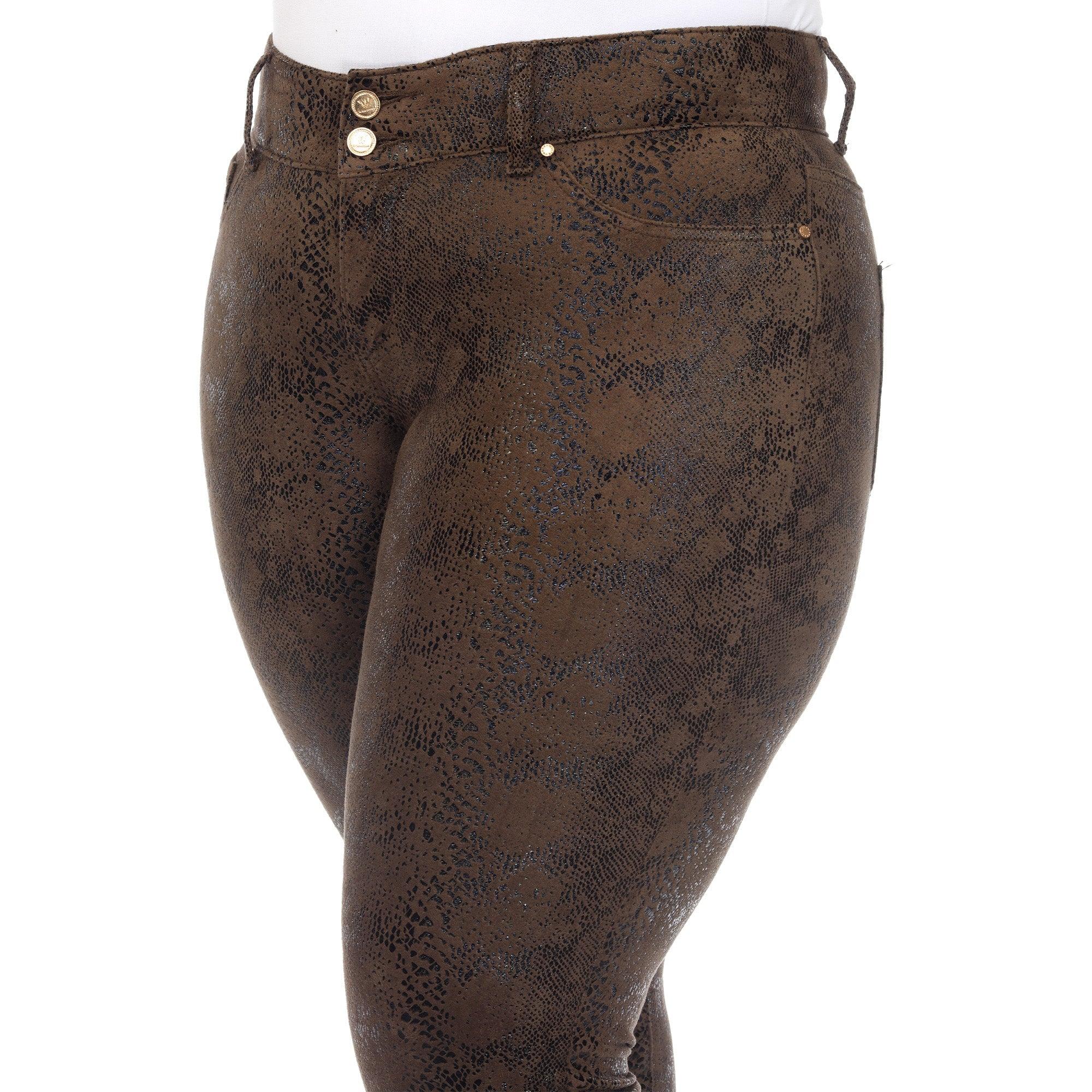 Faux Suede Snake Print Pants - Plus Product Image