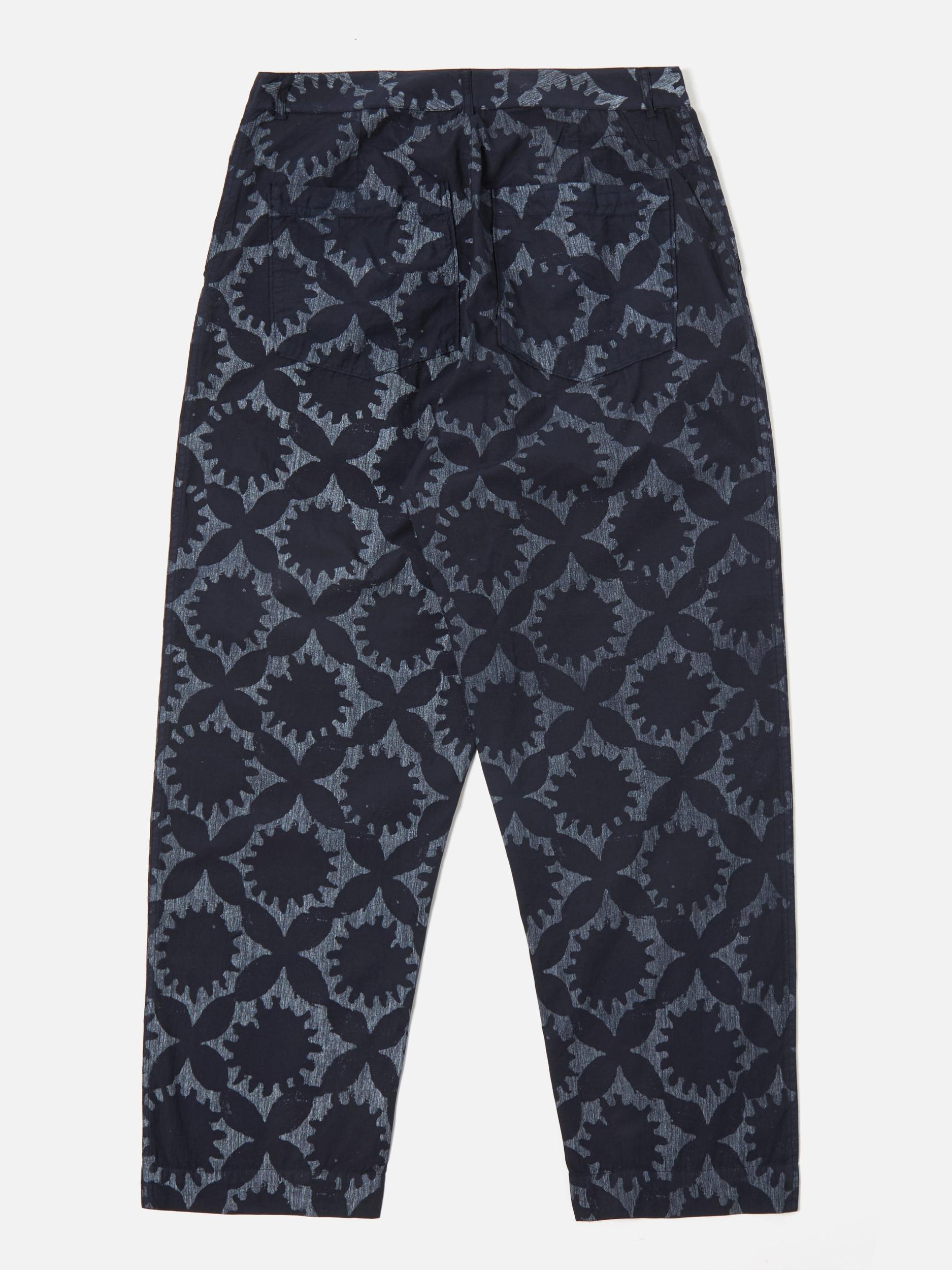 Universal Works Duke Pant in Navy Over Dyed Sun Print Product Image