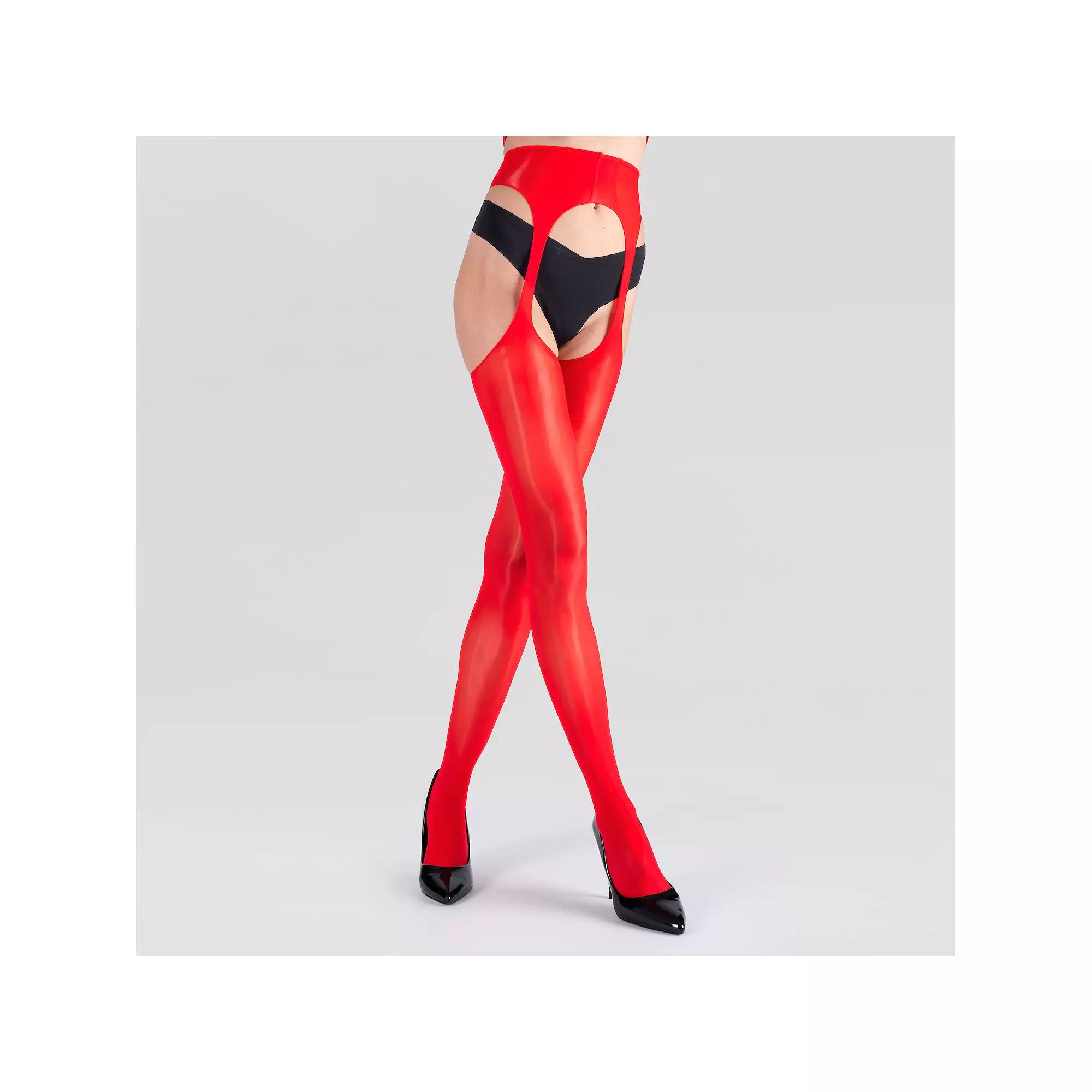 LECHERY® Sheer Suspender Tights, Women's, Size: Large-XL, Red Product Image