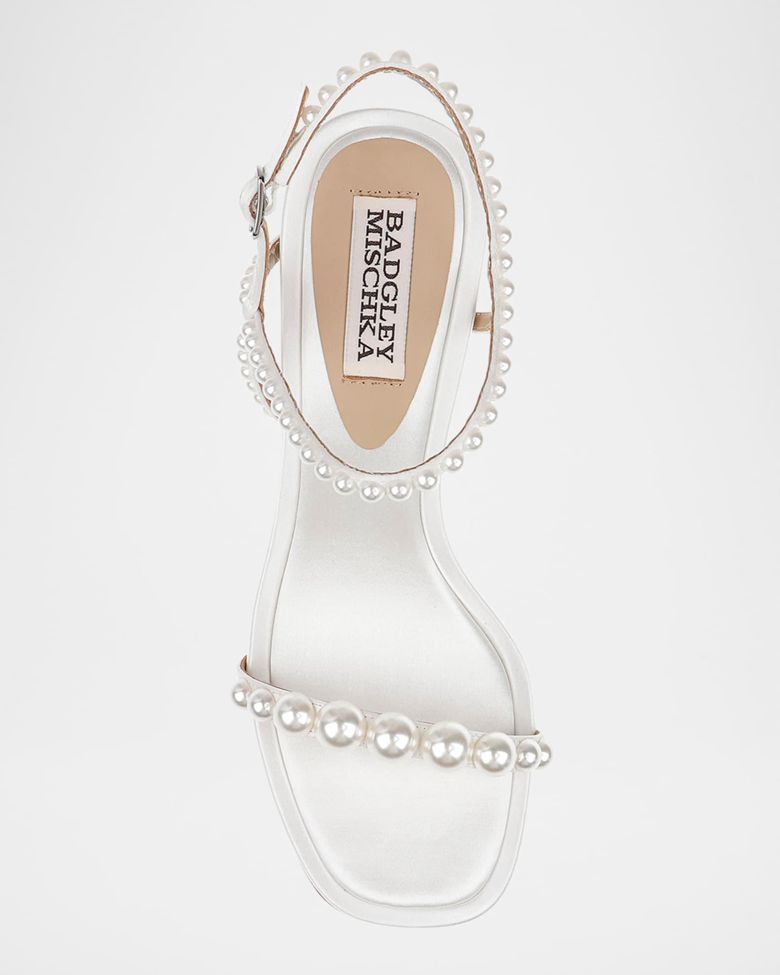 Jolie Pearly Silk Kitten-Heel Sandals Product Image