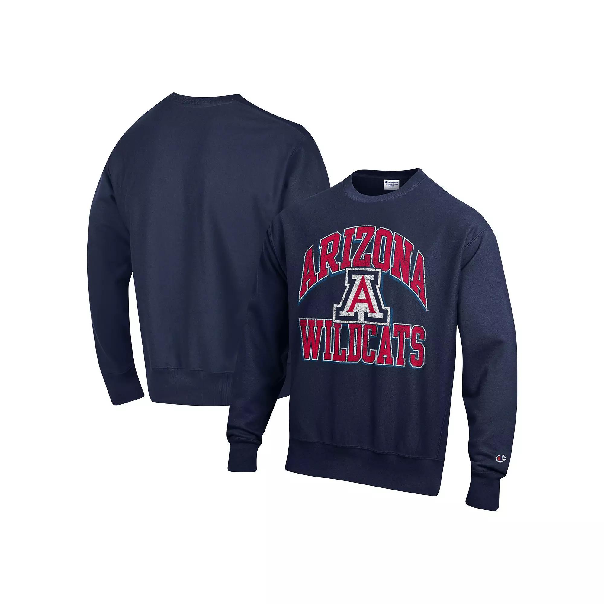 Men's Champion Navy Arizona Wildcats Vault Late Night Reverse Weave Pullover Sweatshirt,  Product Image