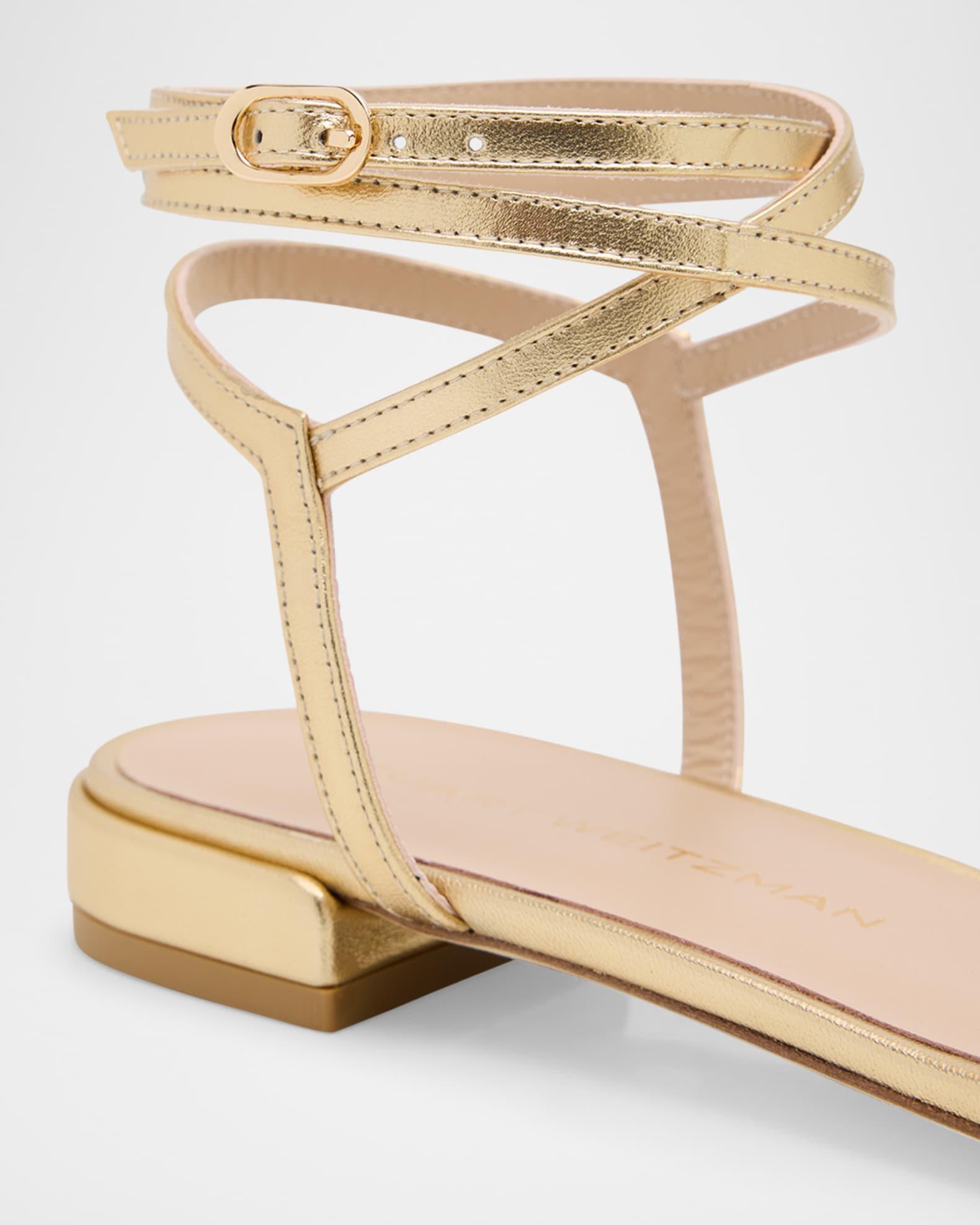 Nudist Metallic Ankle-Wrap Sandals Product Image