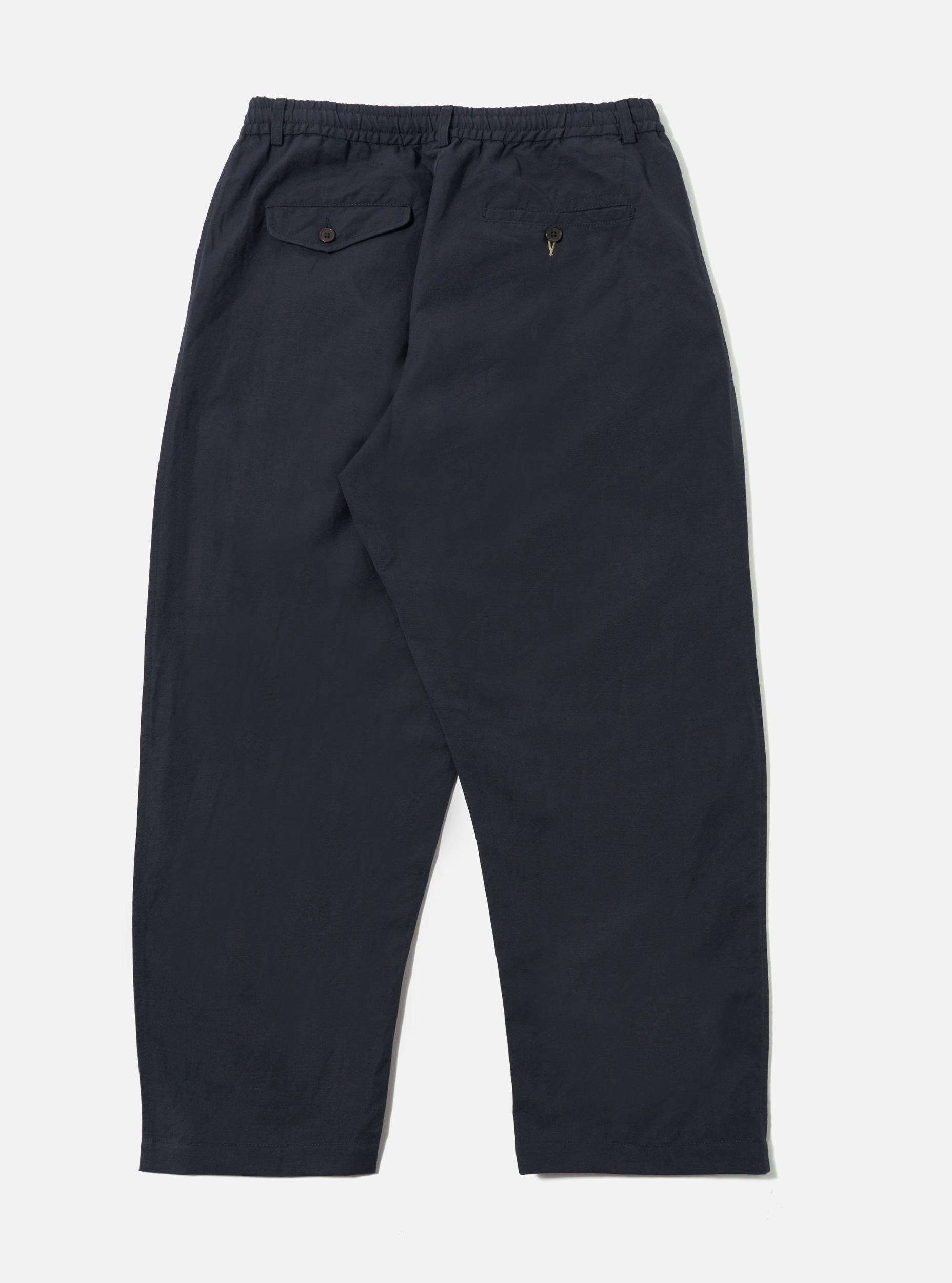 Universal Works Oxford Pant in Navy Linen Slub Weave Product Image