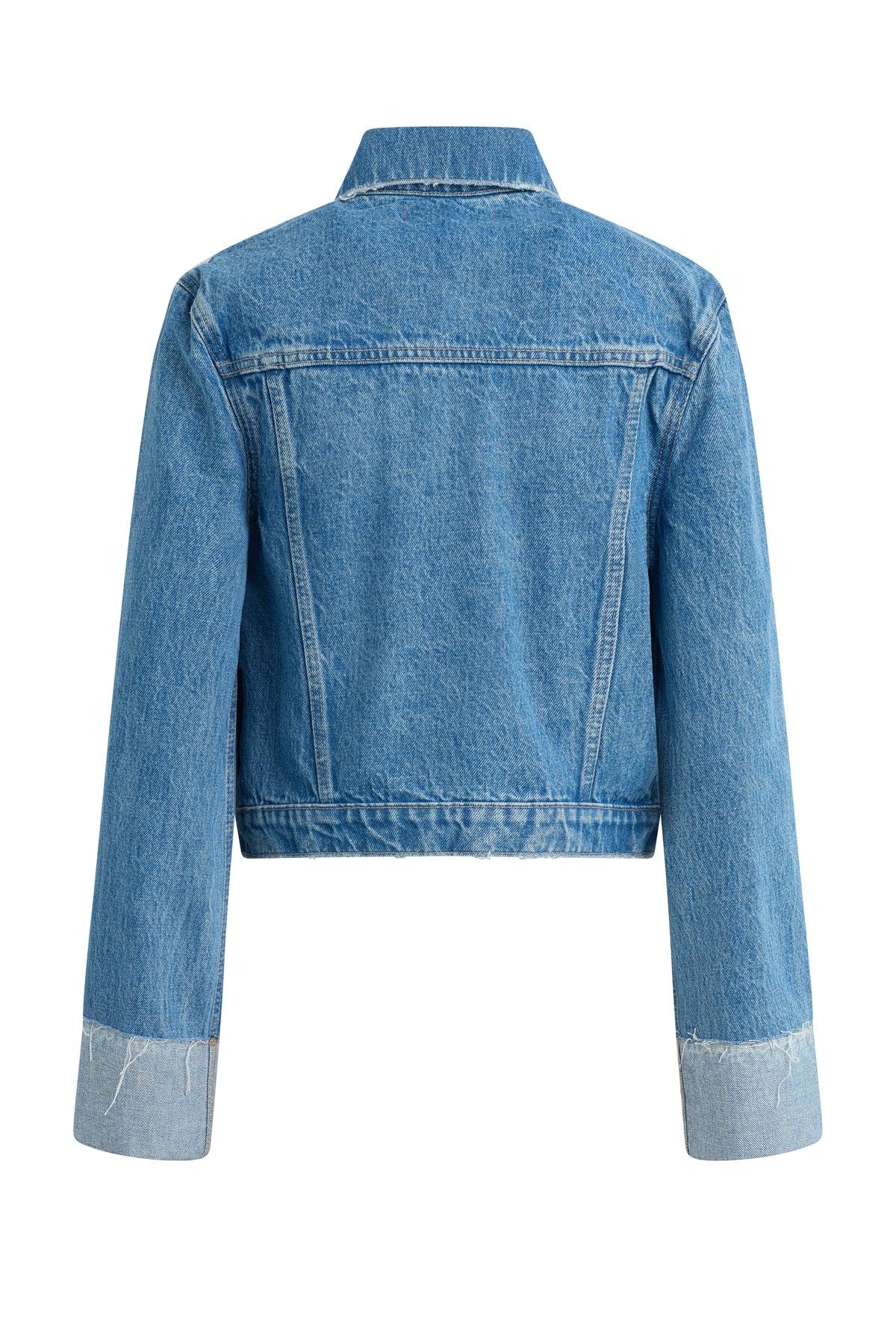 Cuffed Cropped Denim Jacket Female Product Image