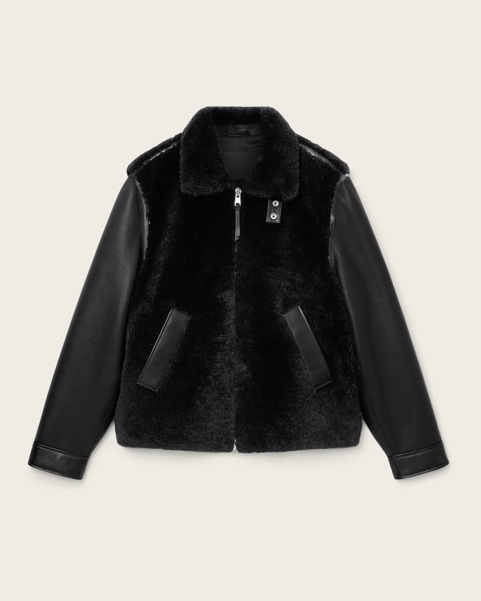 Conyer Shearling Pilot Jacket Black | ALLSAINTS US Product Image
